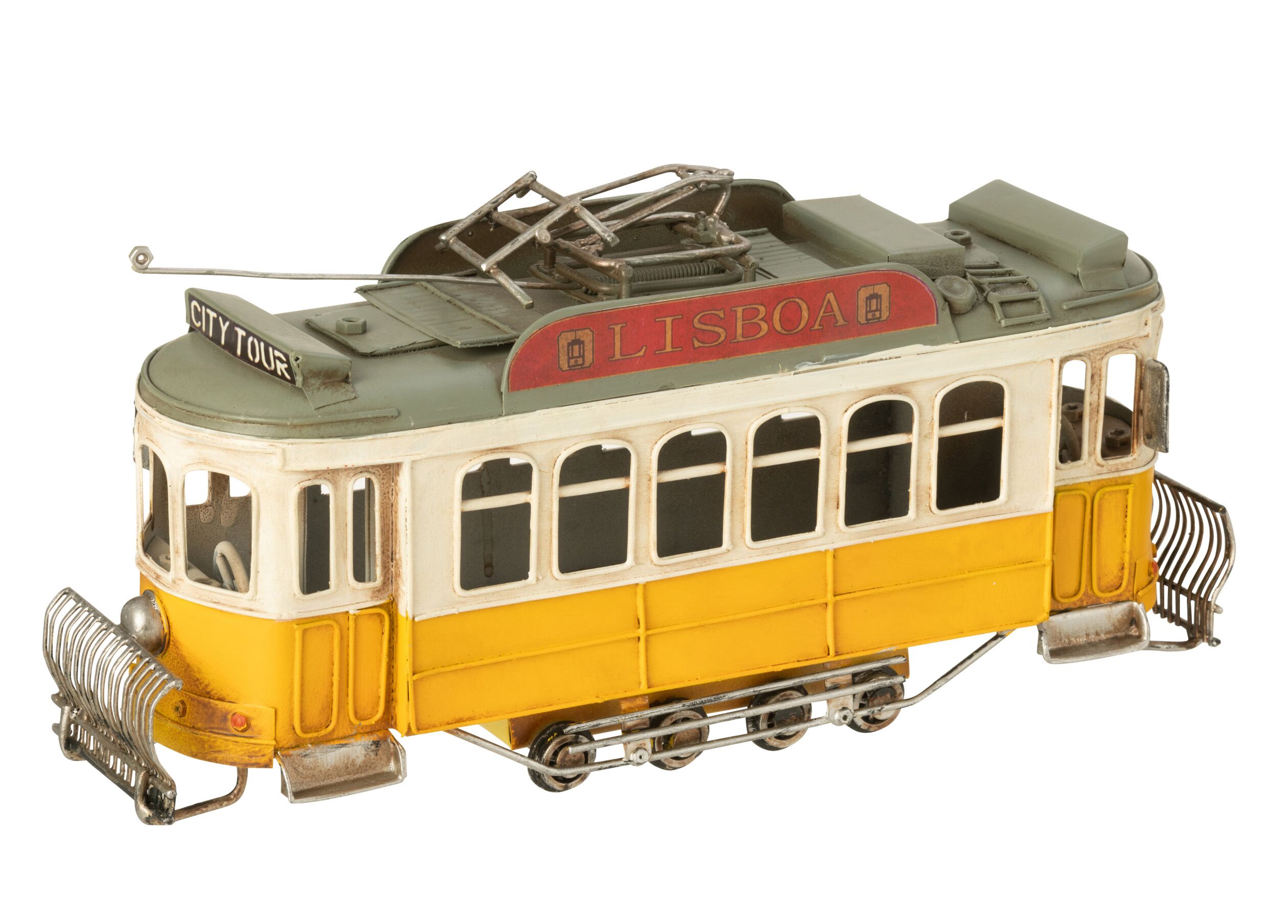 Overzichtsfoto - Tram Antiek 32x10x16cm - metaal - meerkleurig