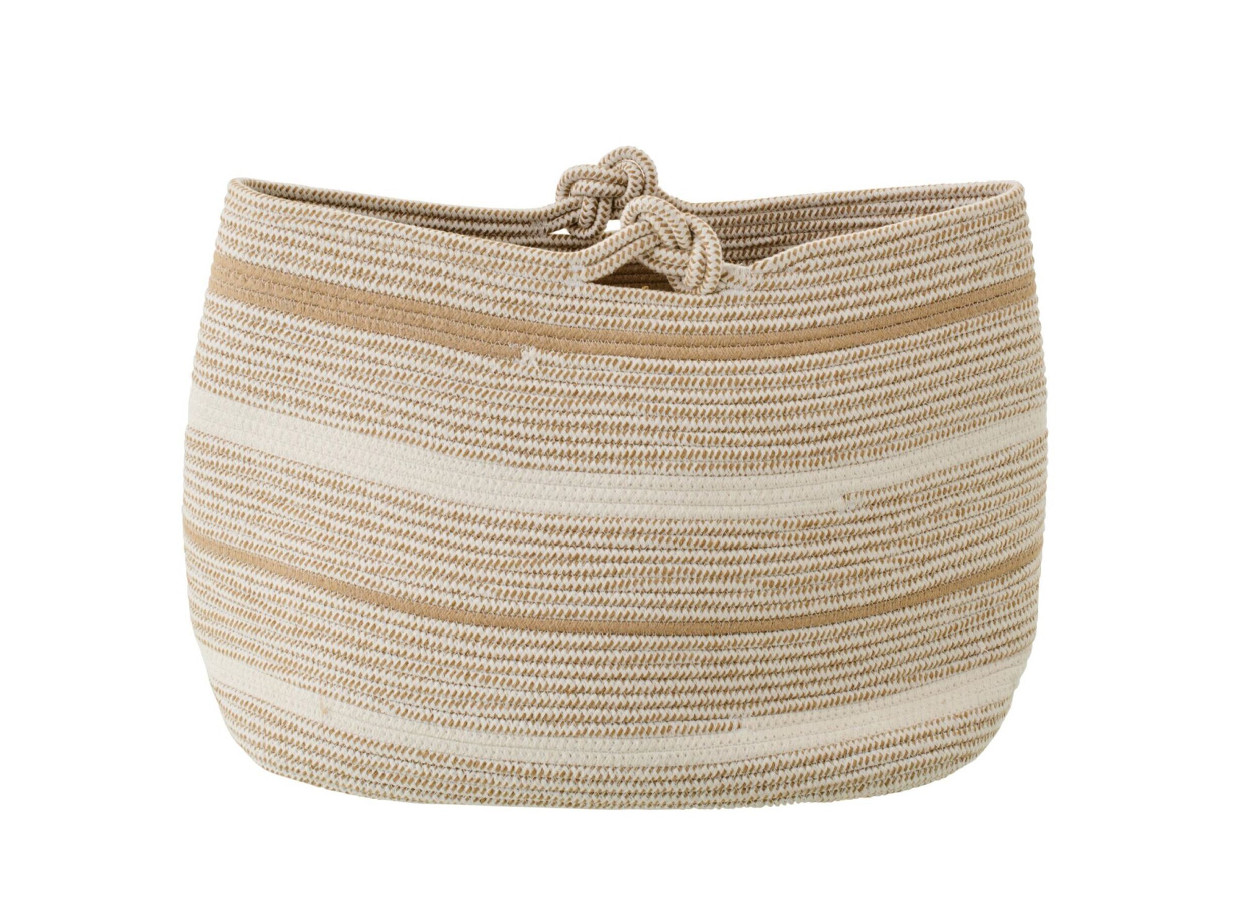 Plus Important - Panier Rayé 57x36x38cm - polyester - blanc & beige