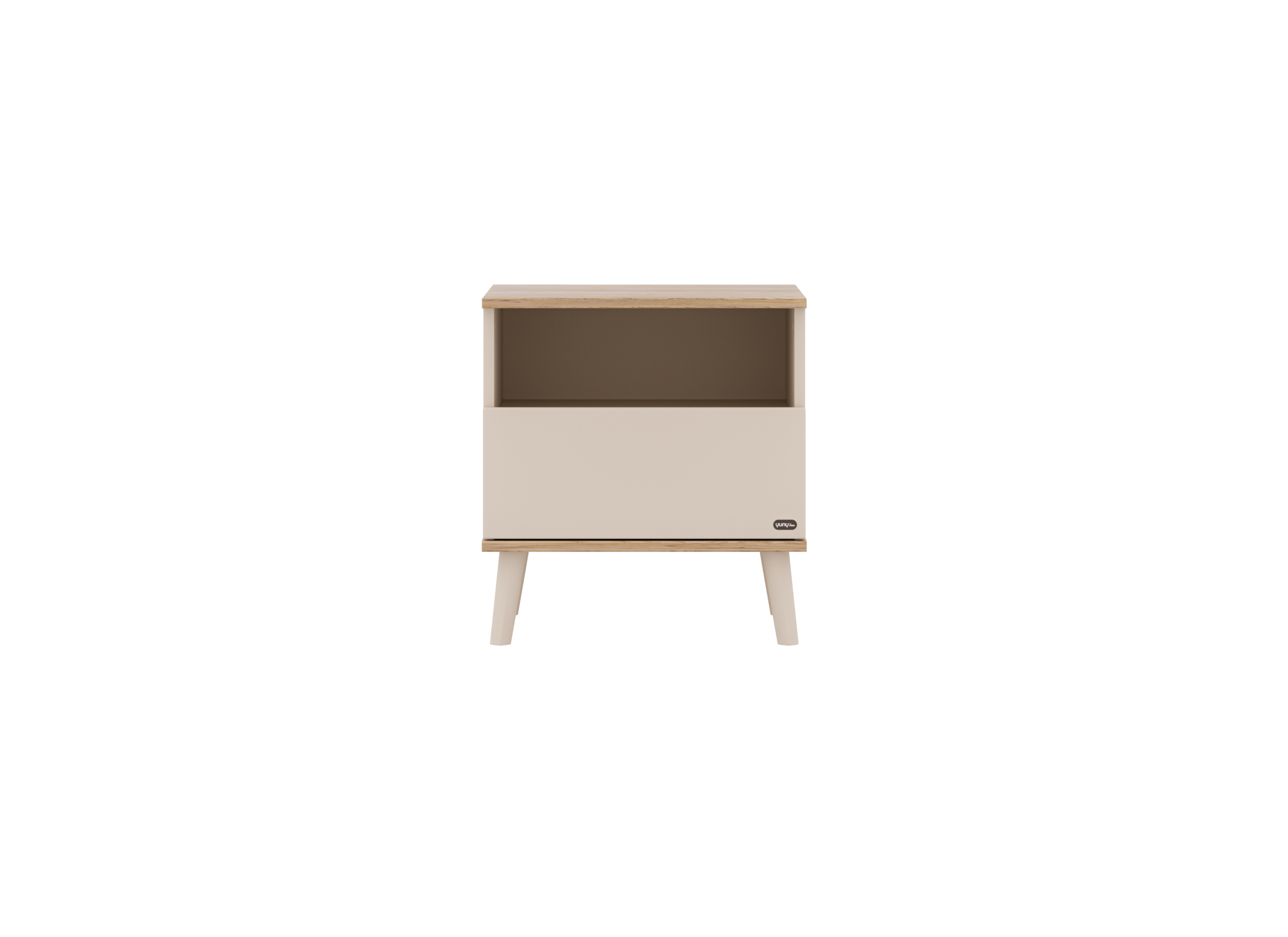 Aperçu - Table de chevet Hazel 48x40x52cm - mélamine - beige & chêne montana