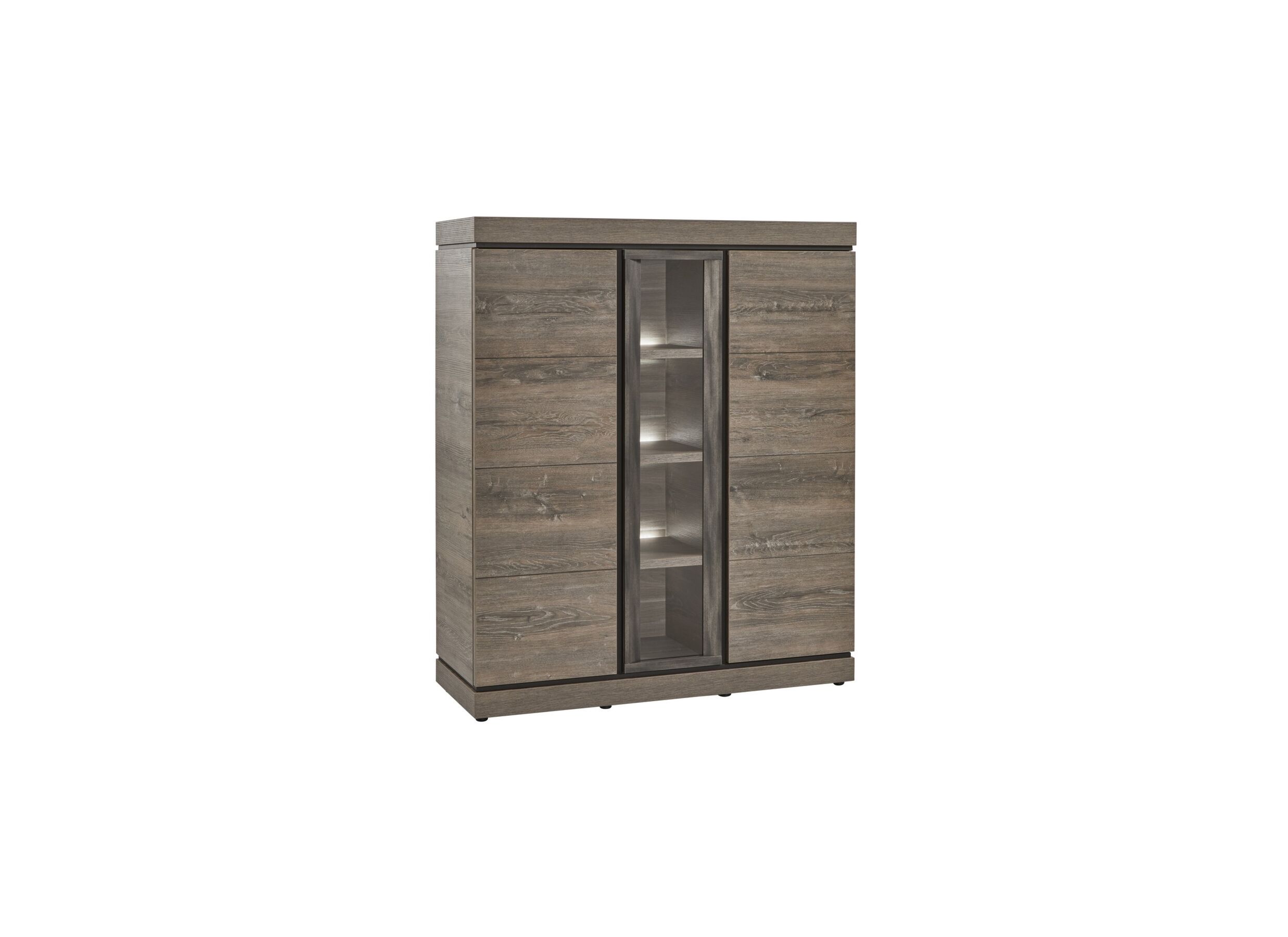 Vitrinekast Belluno 134cm - decor - donkerbruin