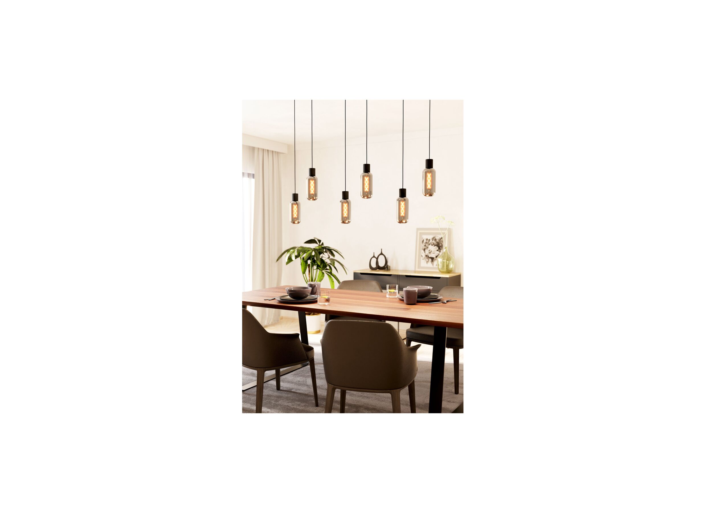 Foto ambiance - Suspension Maione 138x14cm 4W E27 acier noir