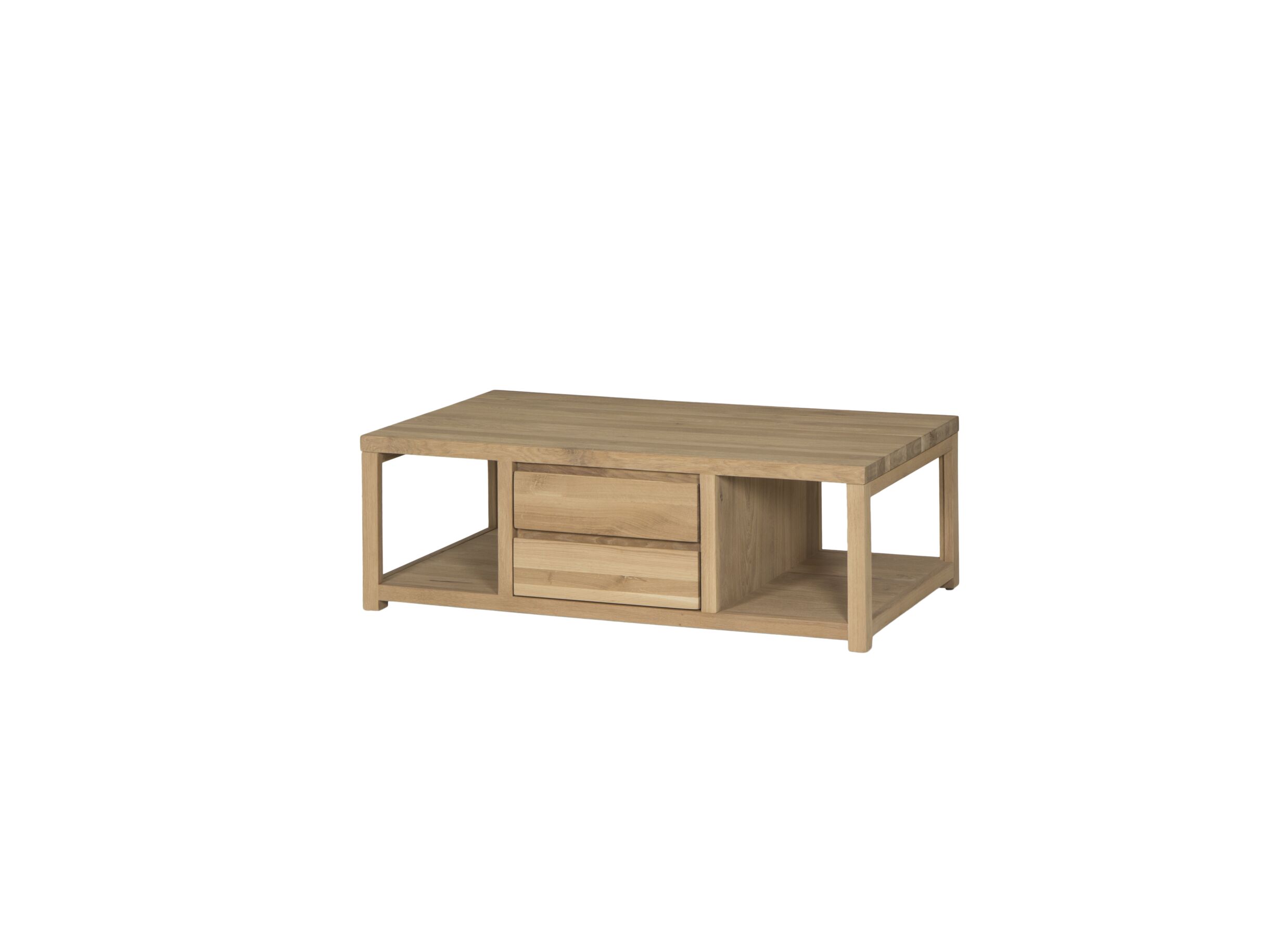 Table basse Amarillo 120x60cm - chêne massif & décor - naturel avec rangement