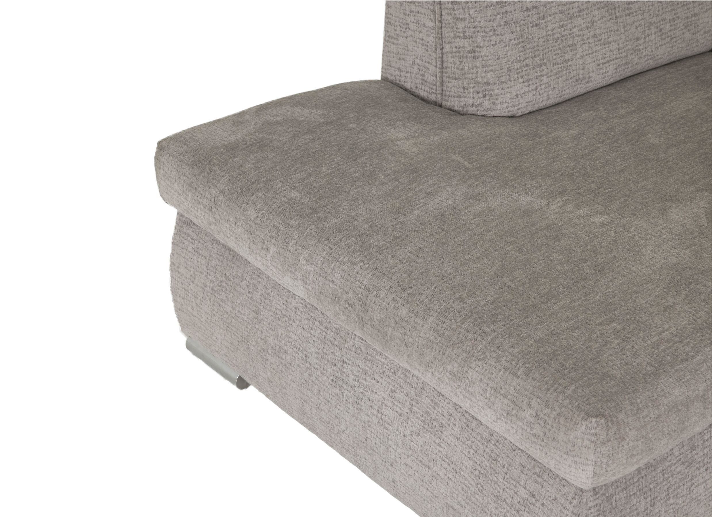 Detail - Canapé d'angle Caro 272x197cm - tissu - gris avec fonction lit et rangement