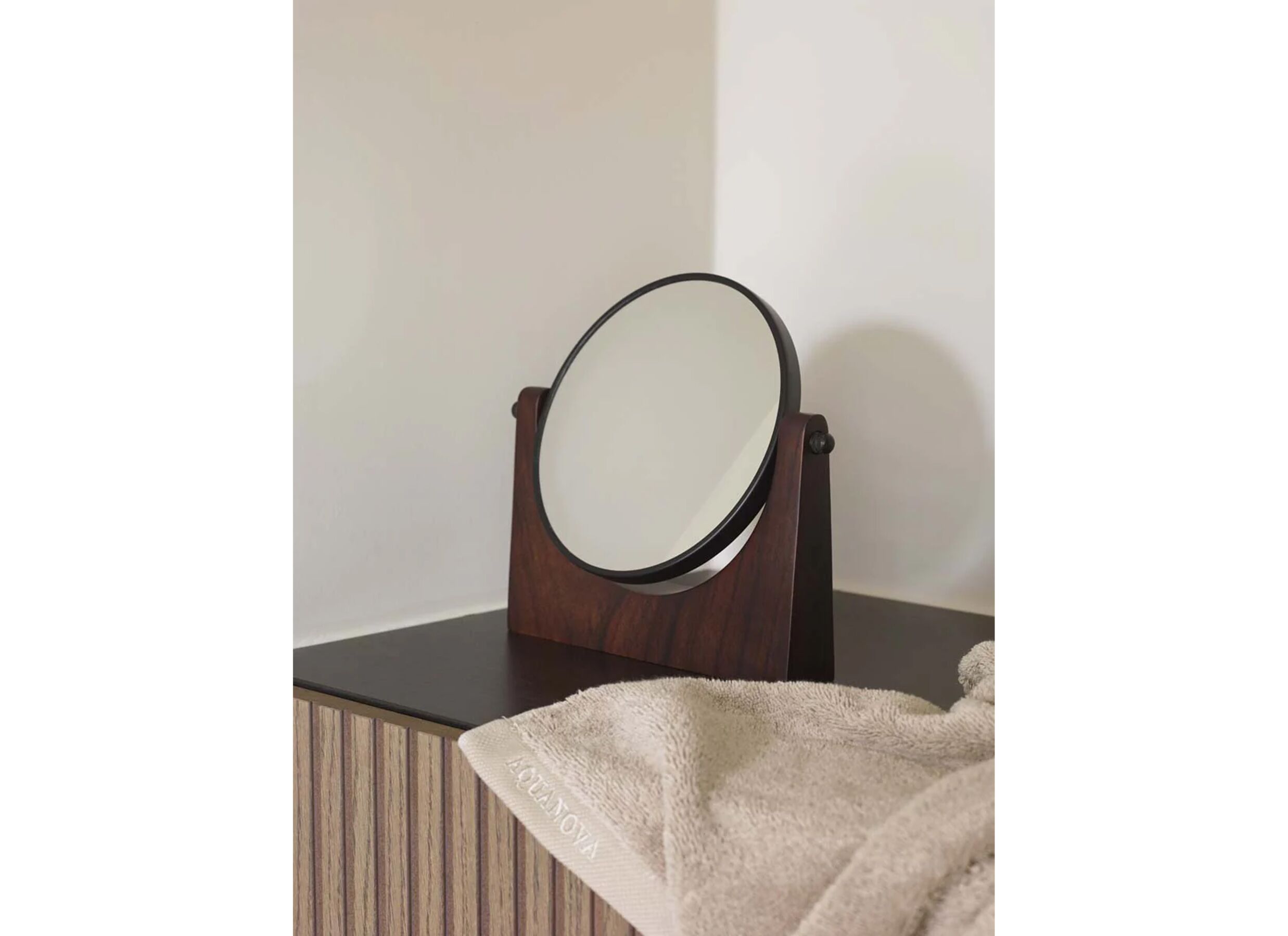 Foto ambiance - Miroir maquillage Ebony 14,3x21,5 cm - bois d'ébène - noyer