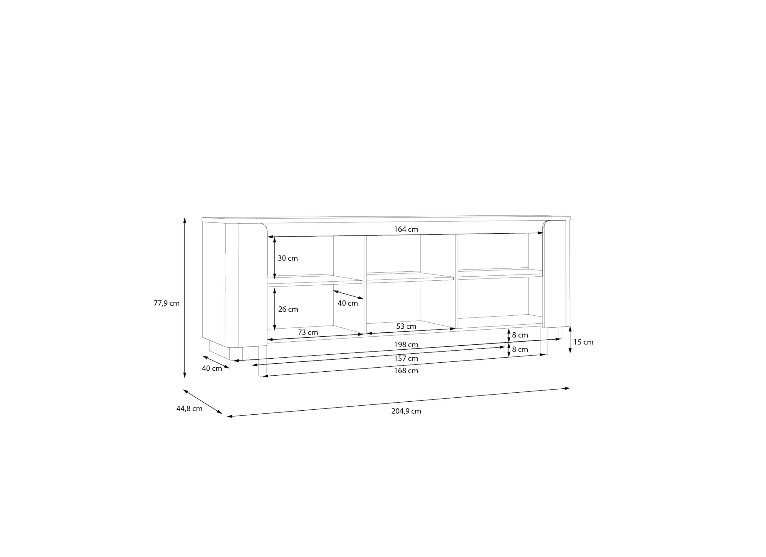 Buffet Vodol 205cm - panneau décor - sable/noir