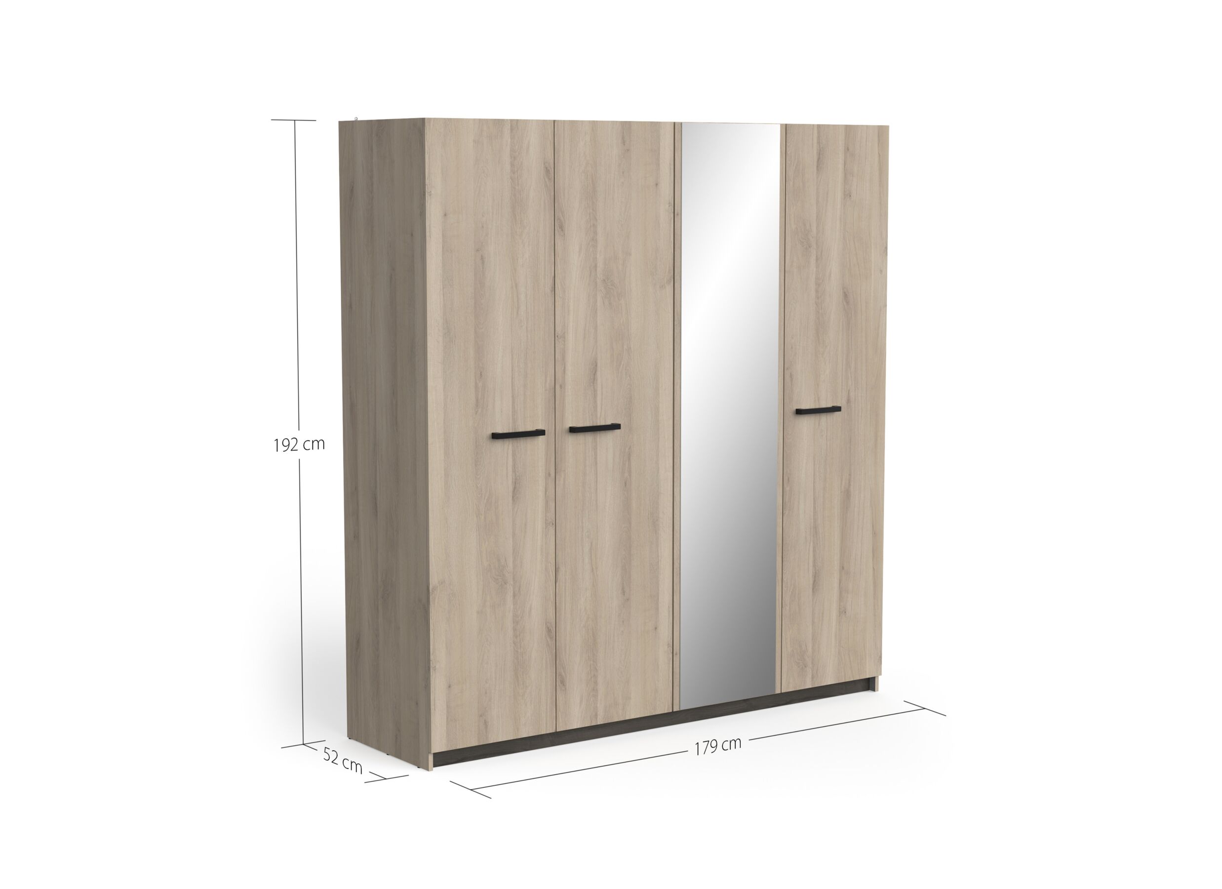 Afmetingen - Kleerkast Watson 178cm - decor - kronberg eik & waterford eik