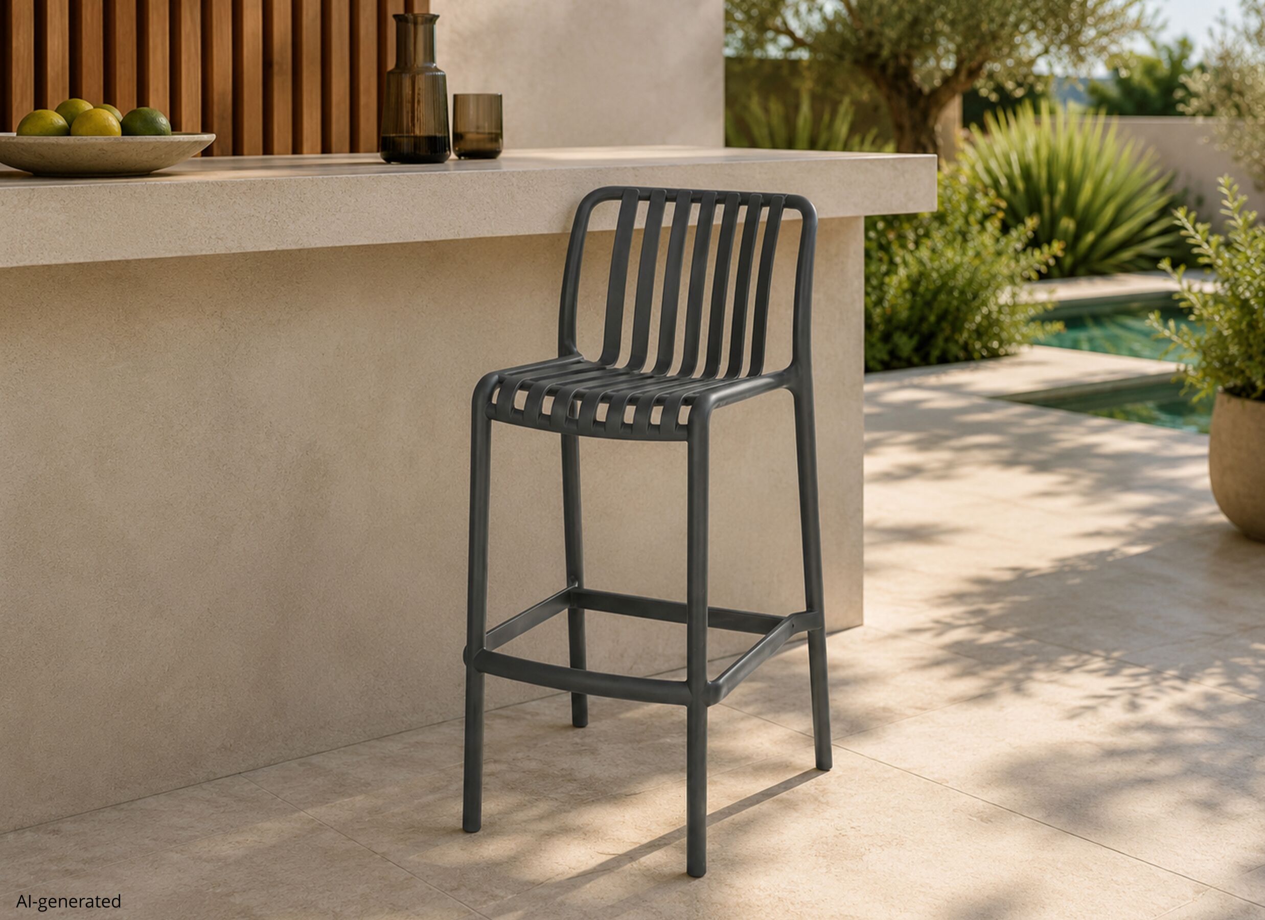 AI Generated - Chaise de bar Cute HA74,5cm - plastique - gris foncé