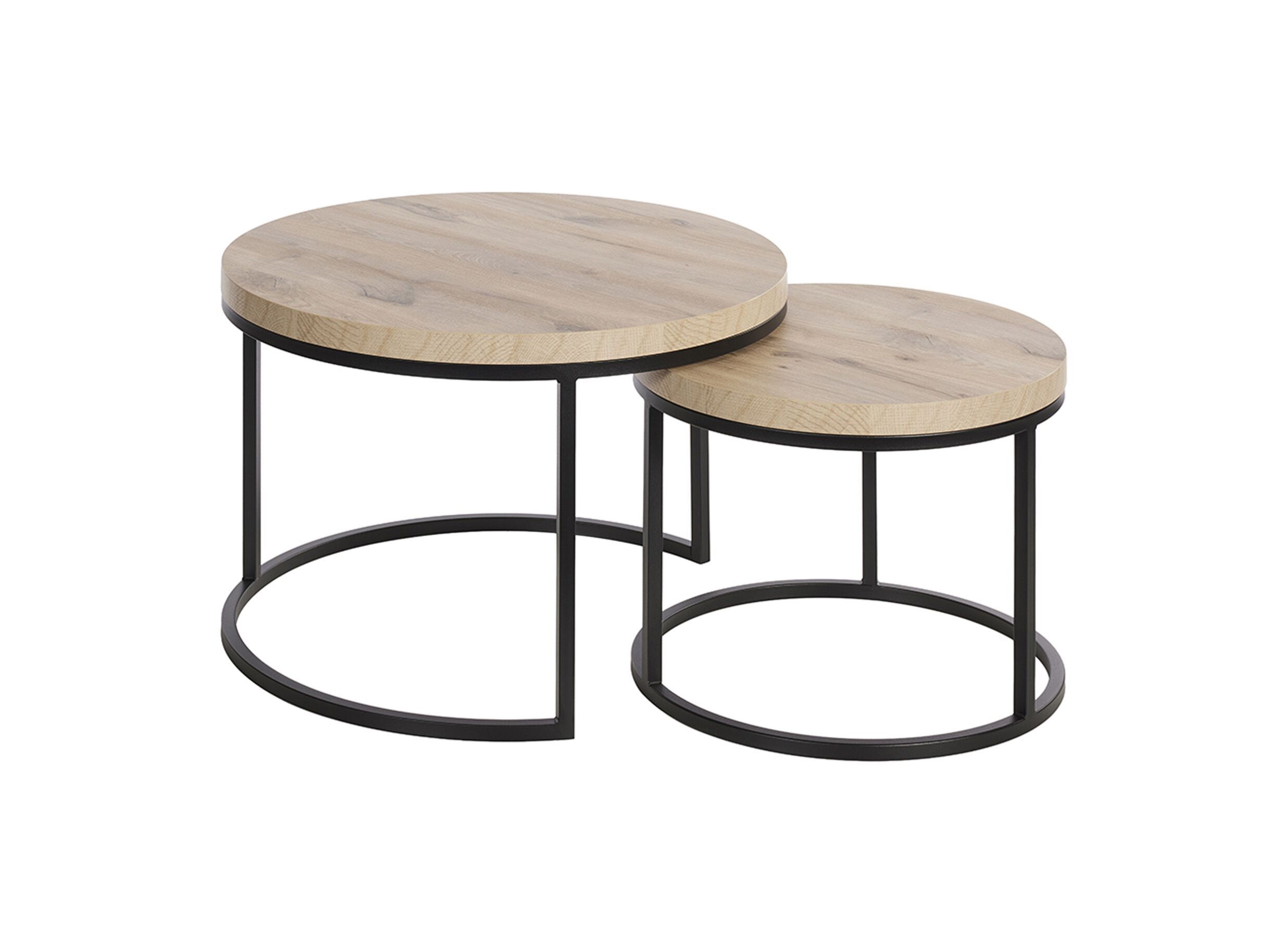 Bijzettafel SL2303 Ø76xH45 - Table d'appoint SL2303 Ø76xH45,5cm/Ø56xH38,5cm - décor & métal - canyon oak
