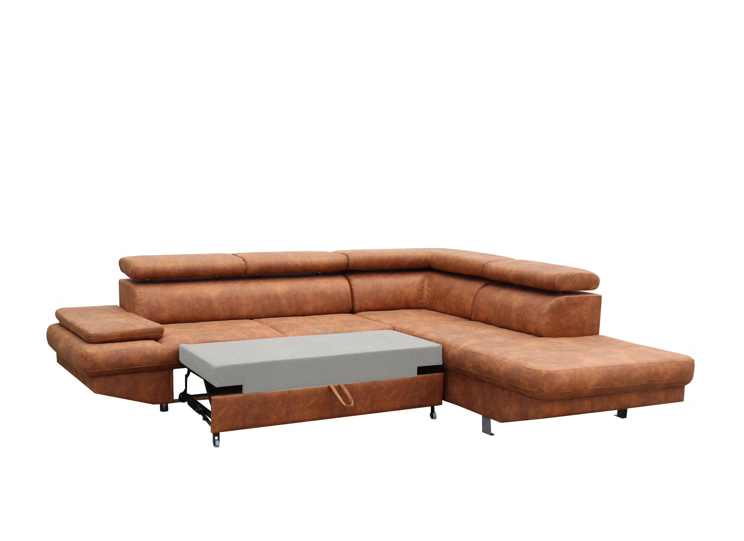 Detailfoto - Hoeksalon Jet 295x255cm - stof - cognac