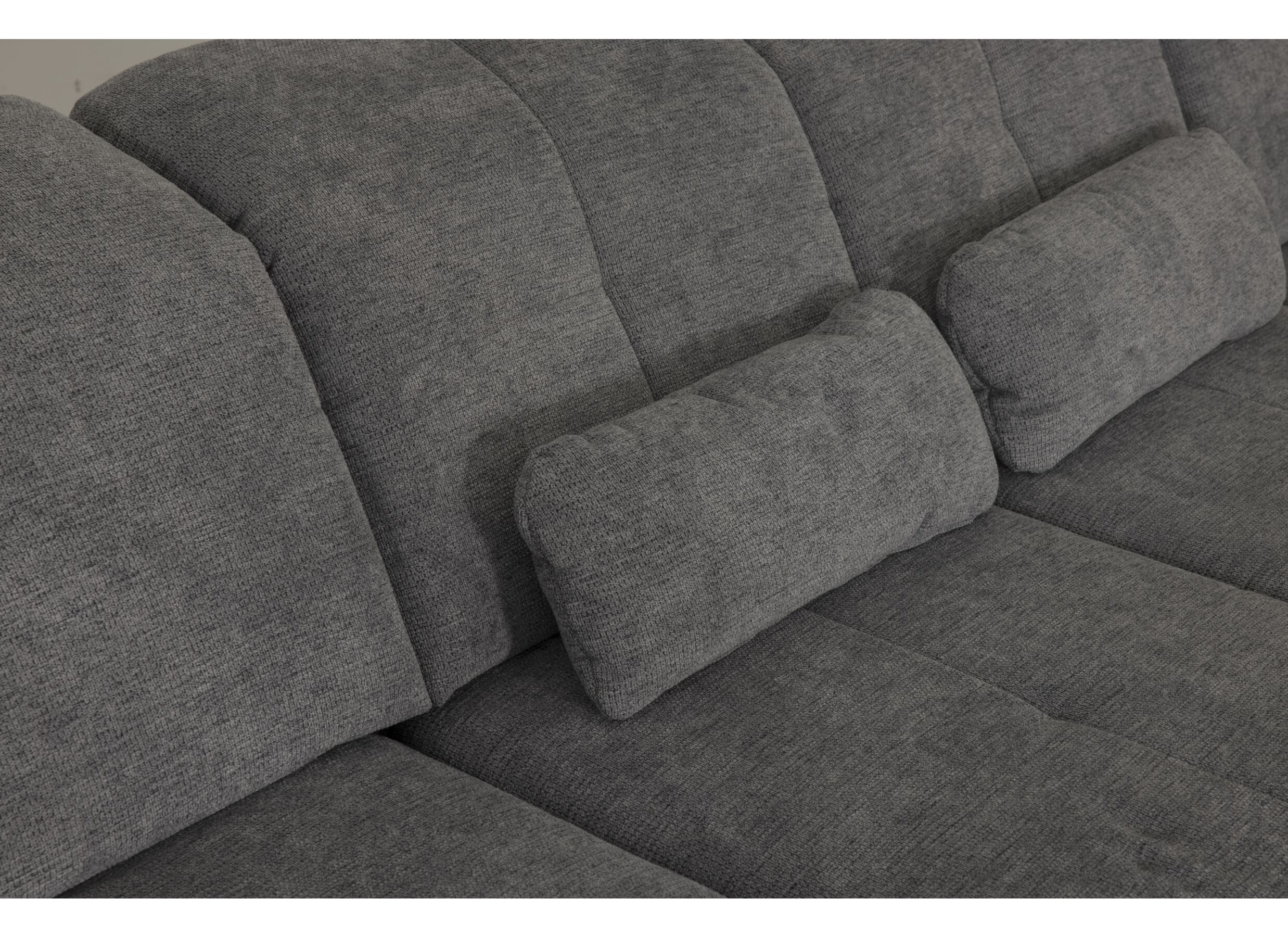 Hoeksalon Artus 371x260cm - stof - grijs met bedfunctie en opbergruimte