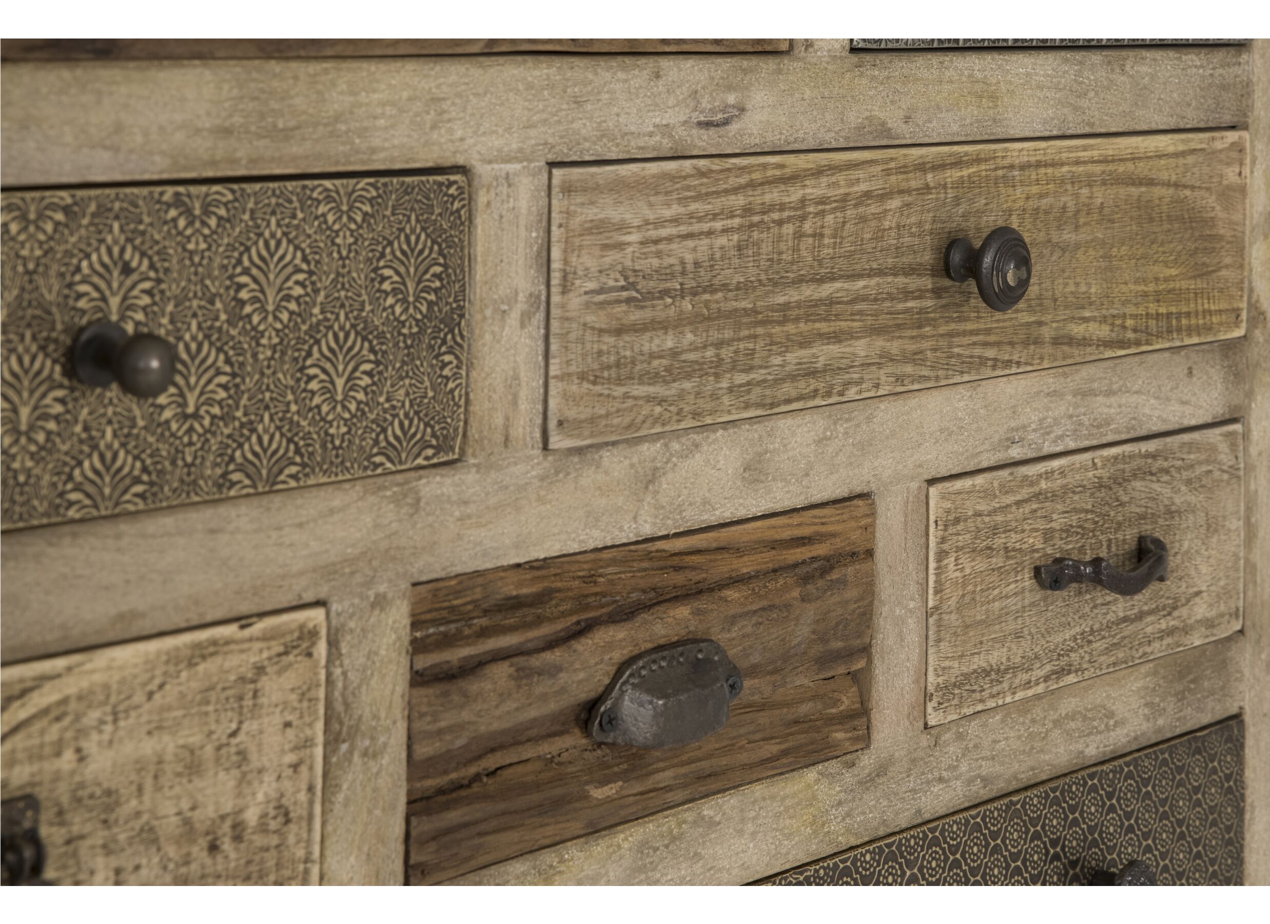Armoire Harem 90x40x112cm - mangue massif - marron & multicolor