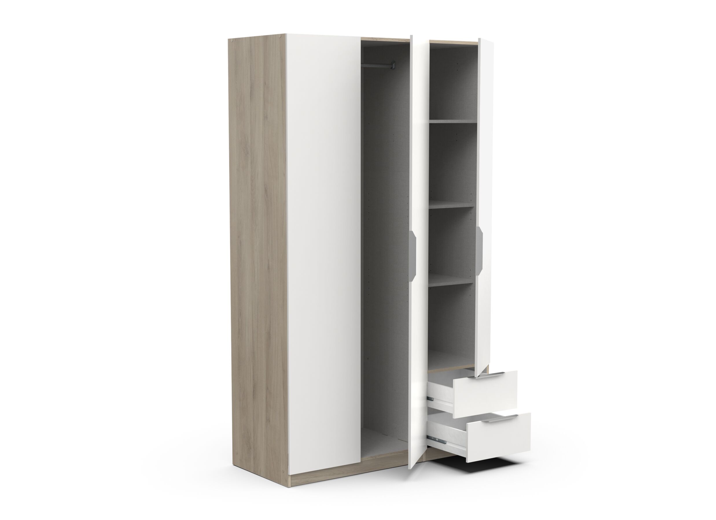 Garde-robe Ghost 119cm - decor - chêne kronberg/blanc