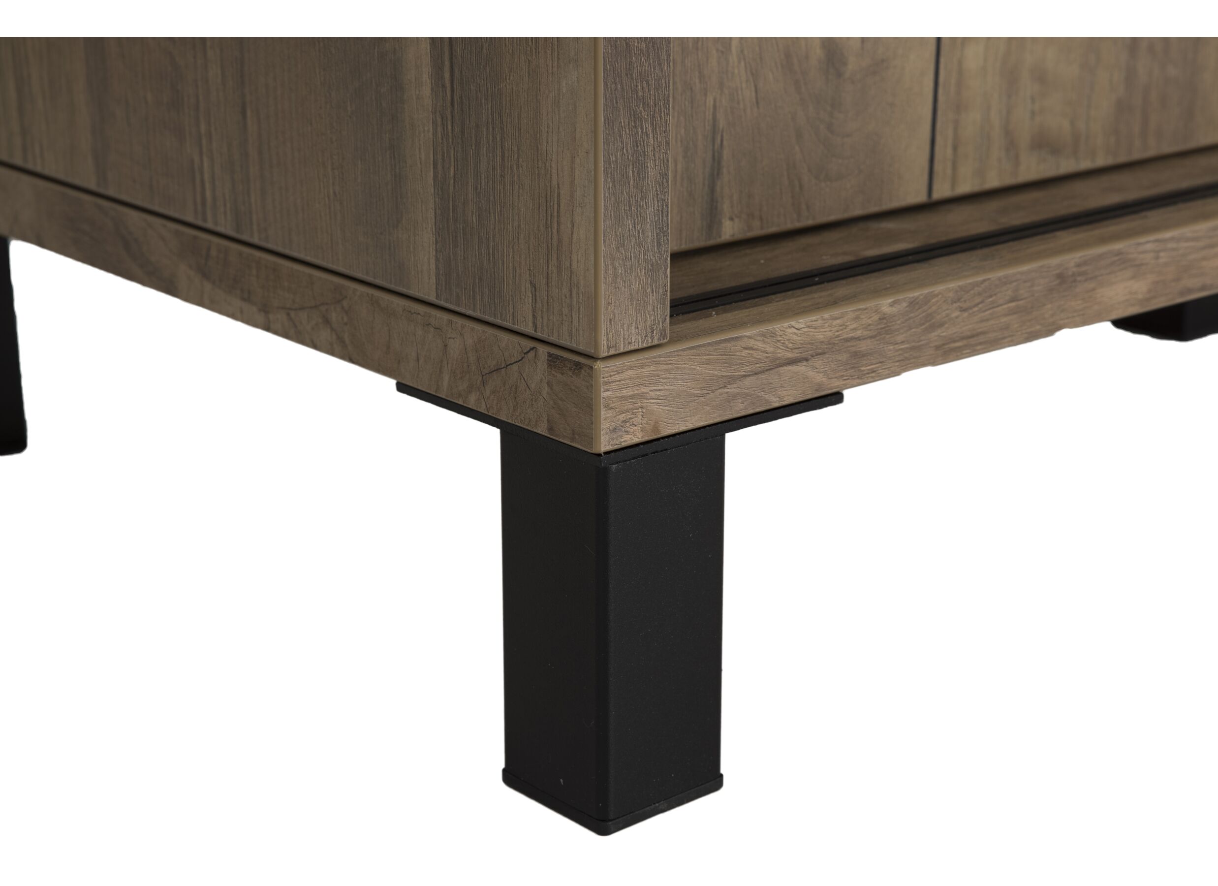 Detailfoto - Tv-meubel 179cm - meubelplaat - old teak & matt black