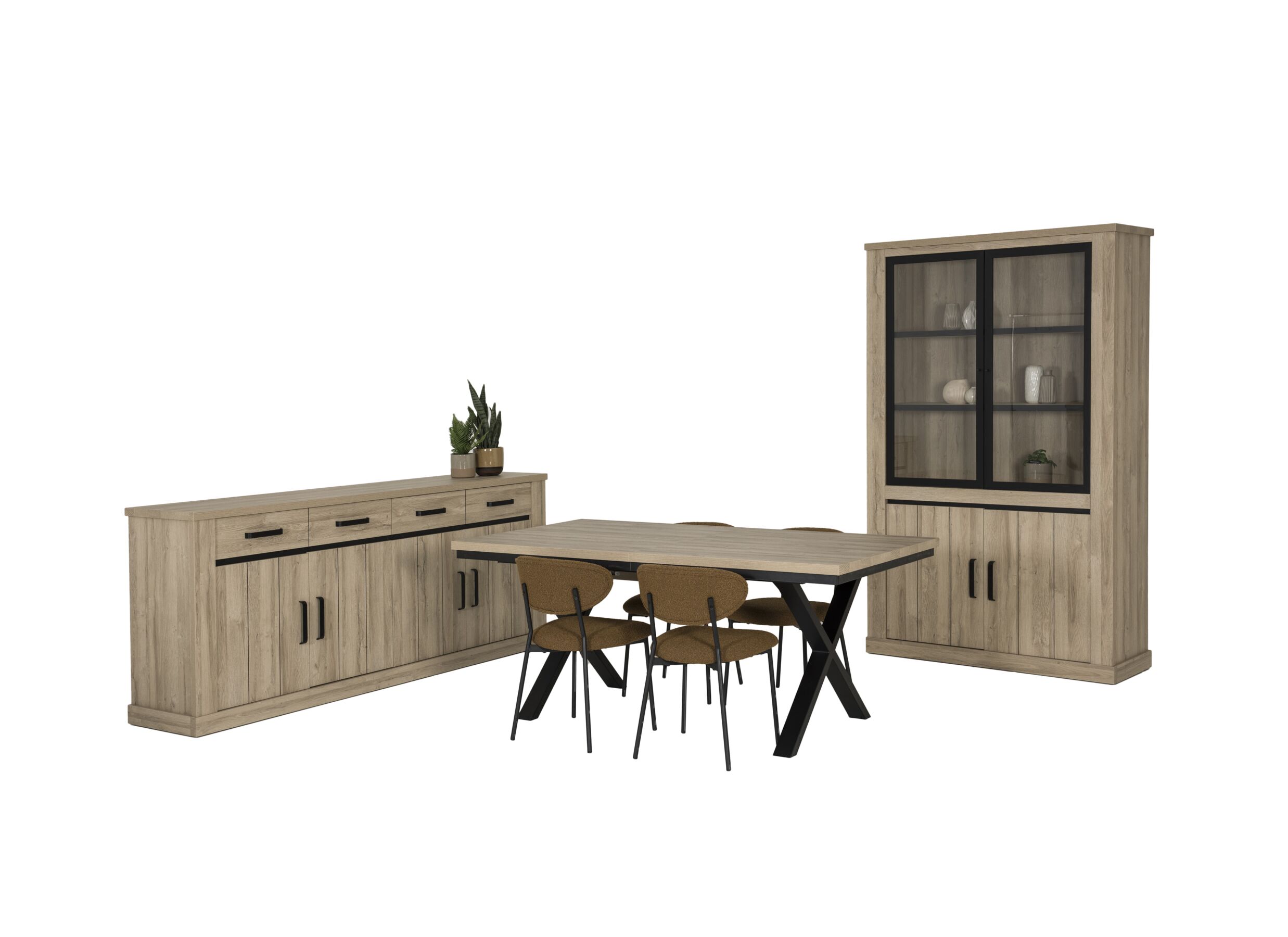 Setfoto - Vitrinekast Tibo 135cm - decor - French oak