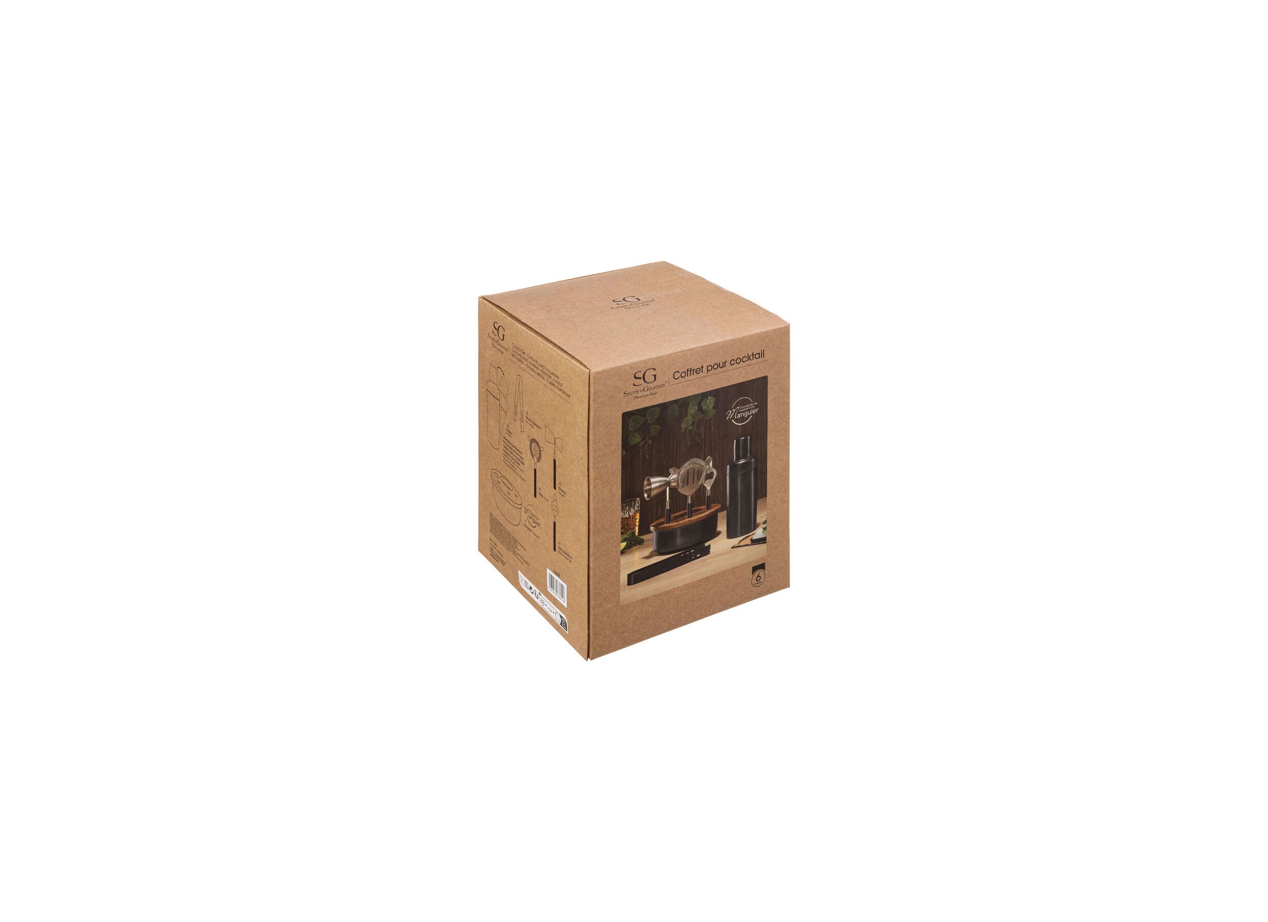 Aperçu - Kit cocktail Ø16cmx21cm - manguier massif & acier - brun/noir