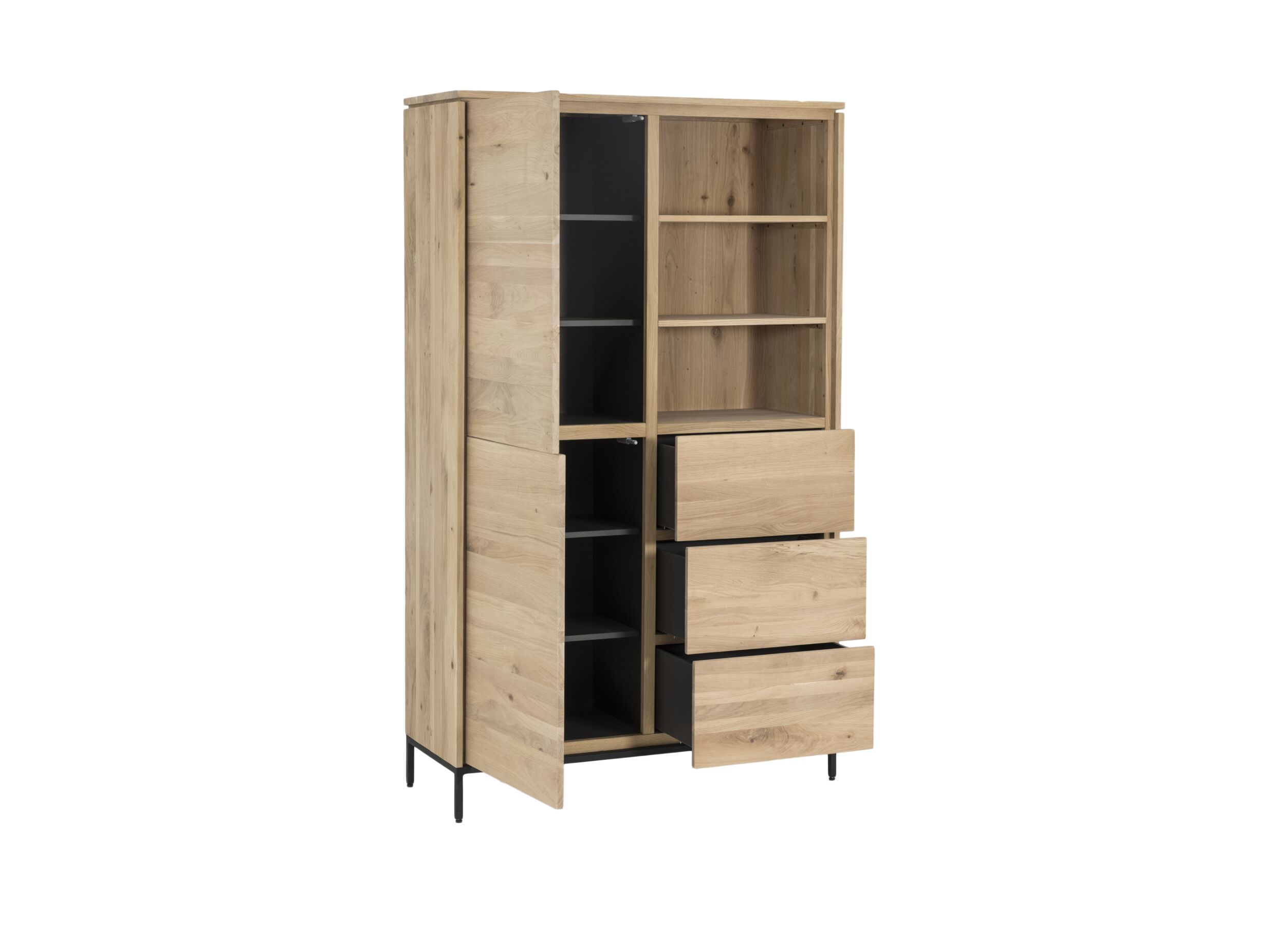 Armoire Nomade 120x45x200cm - chêne massif & placage & décor - naturel