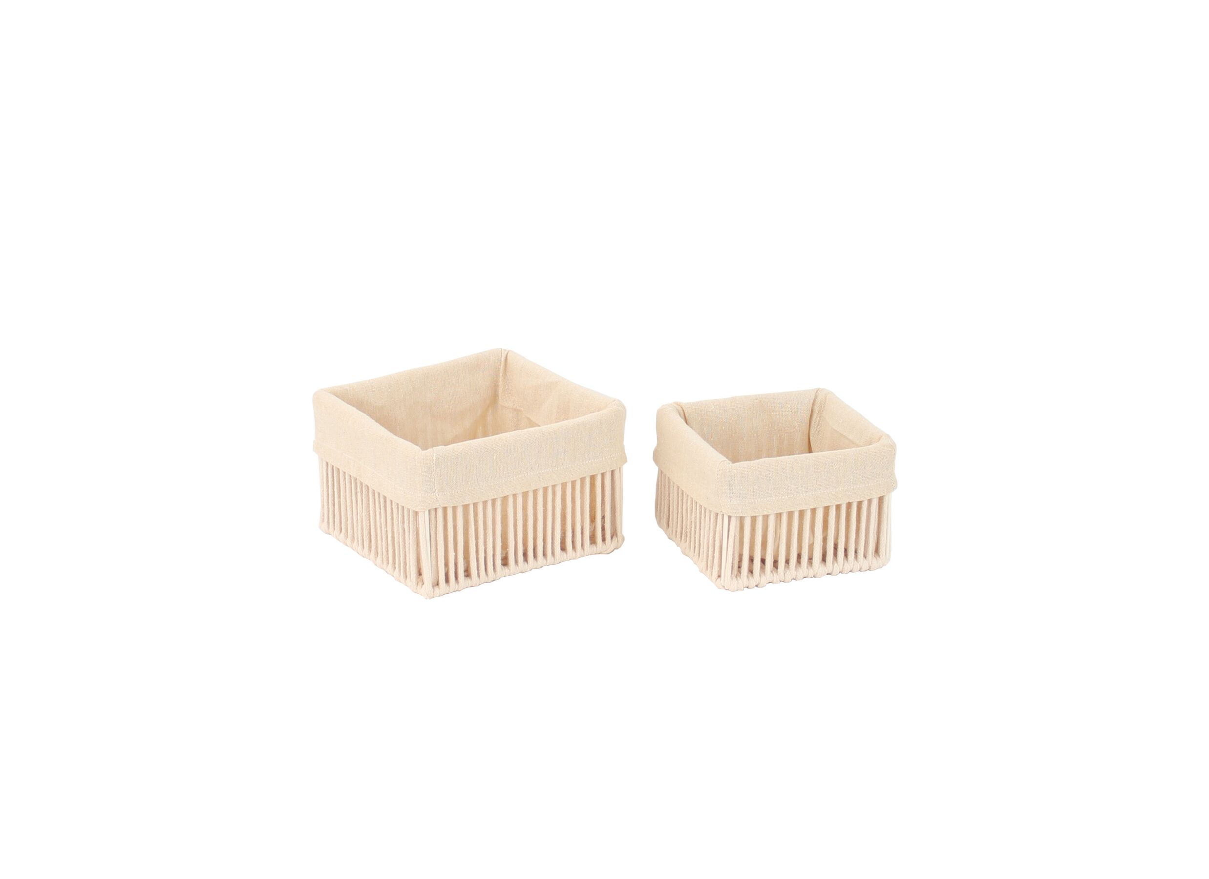 Plus Important - Panier Solea lot de 2 - corde tressée & coton - beige