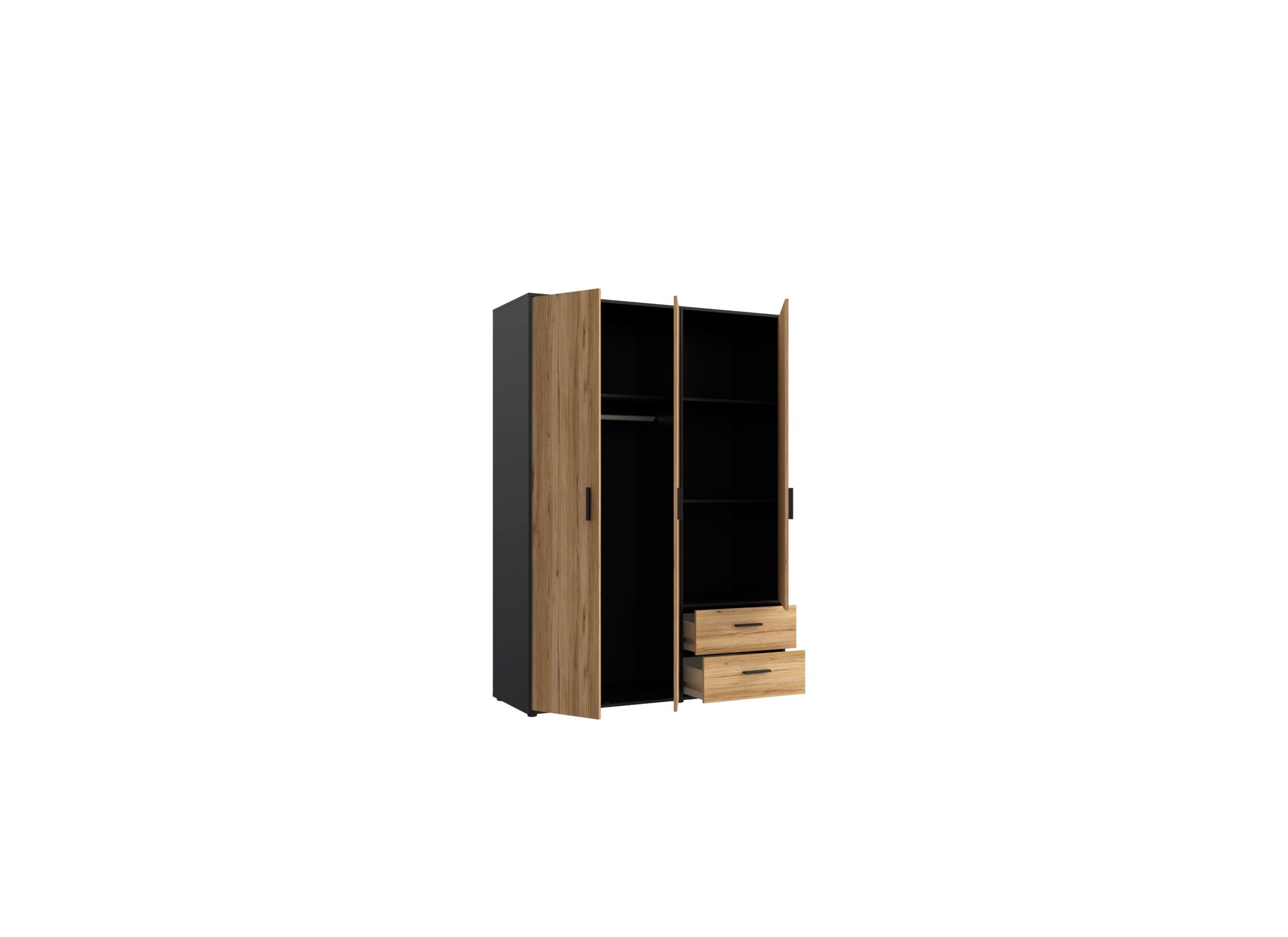 Garde-robe Mokkaro 145cm - décor - noir/chêne châtaignier