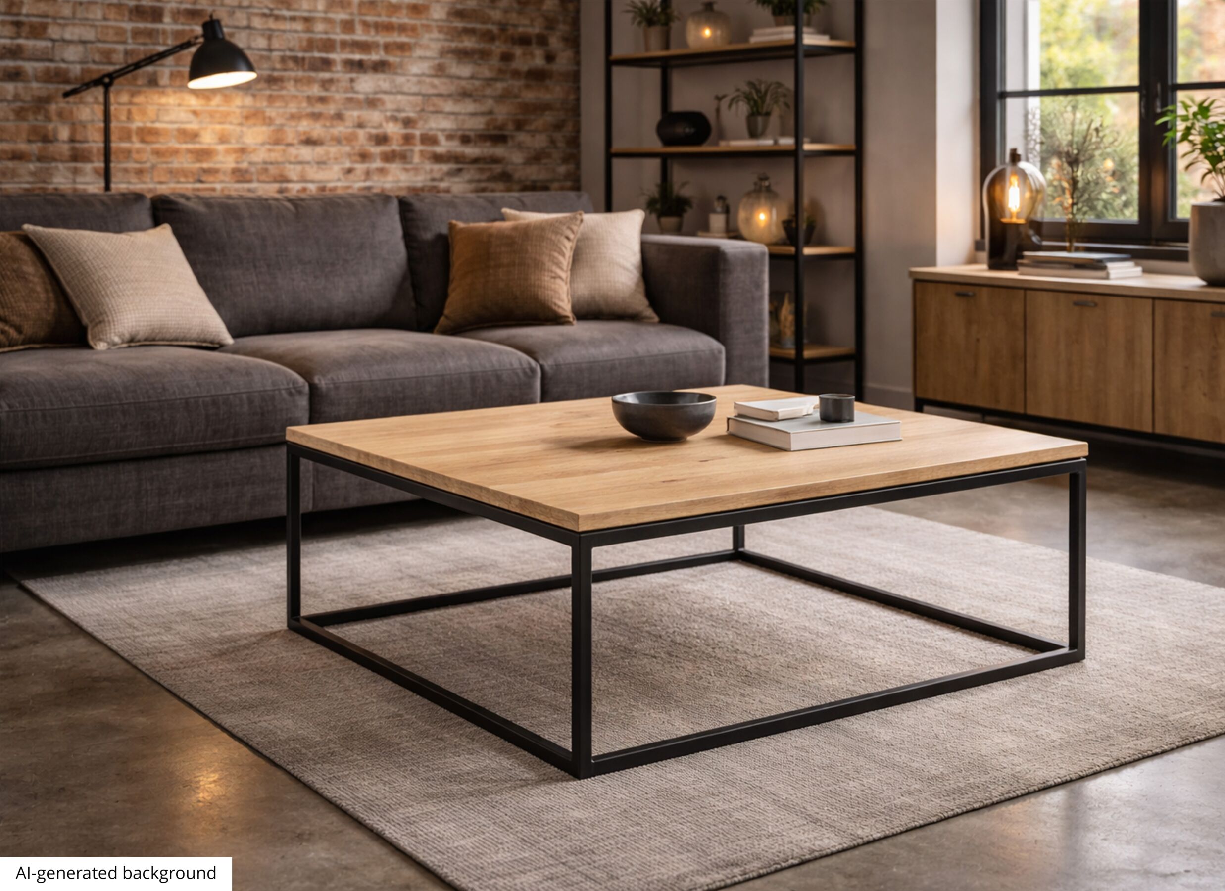 AI Generated - Table basse Fetich 100x100cm - chêne massif - naturel