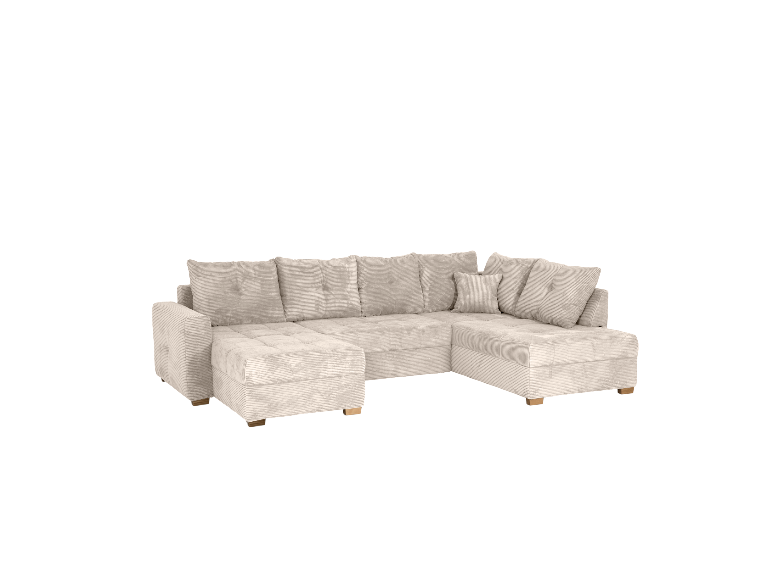 Plus Important - Canapé d'angle Abby 311x170cm - tissu - beige avec fonction lit