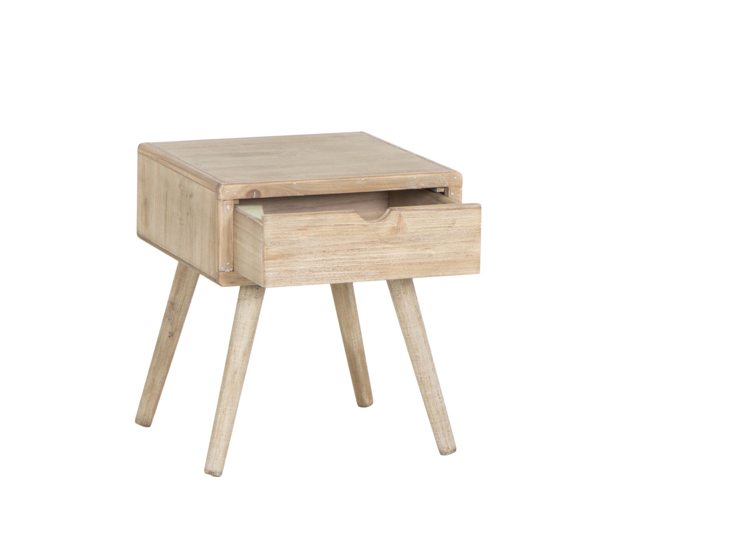 Detail - Table de chevet County 46x40x40cm -pin placage & sapin massif & décor - naturel