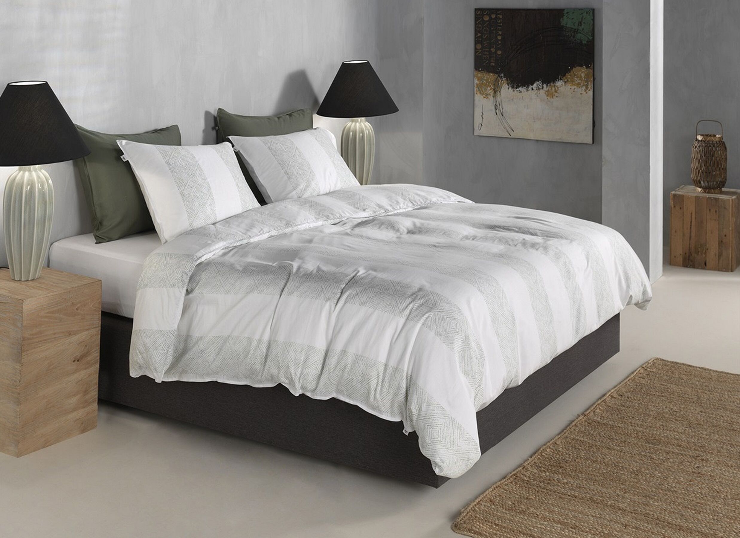 Foto ambiance - Housse de couette 200x220cm - satin de coton - foam green