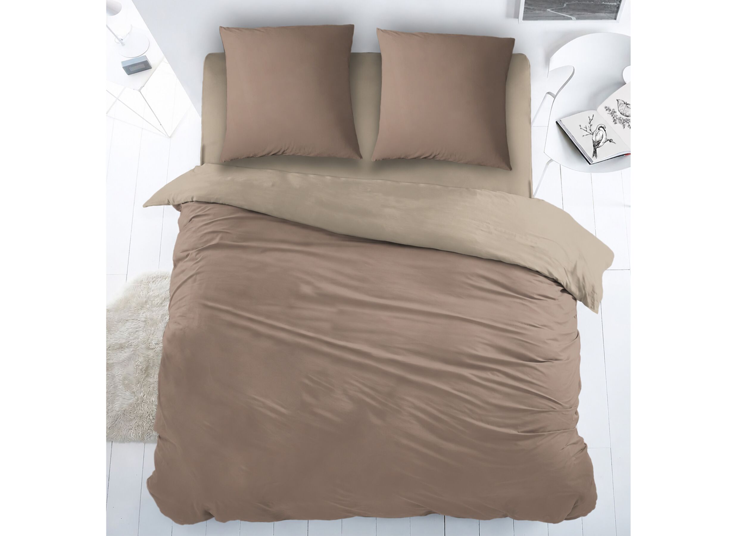 Dekbedovertrek 200x220cm - flanel - taupe - Dekbedovertrek 200x220cm - flanel - taupe