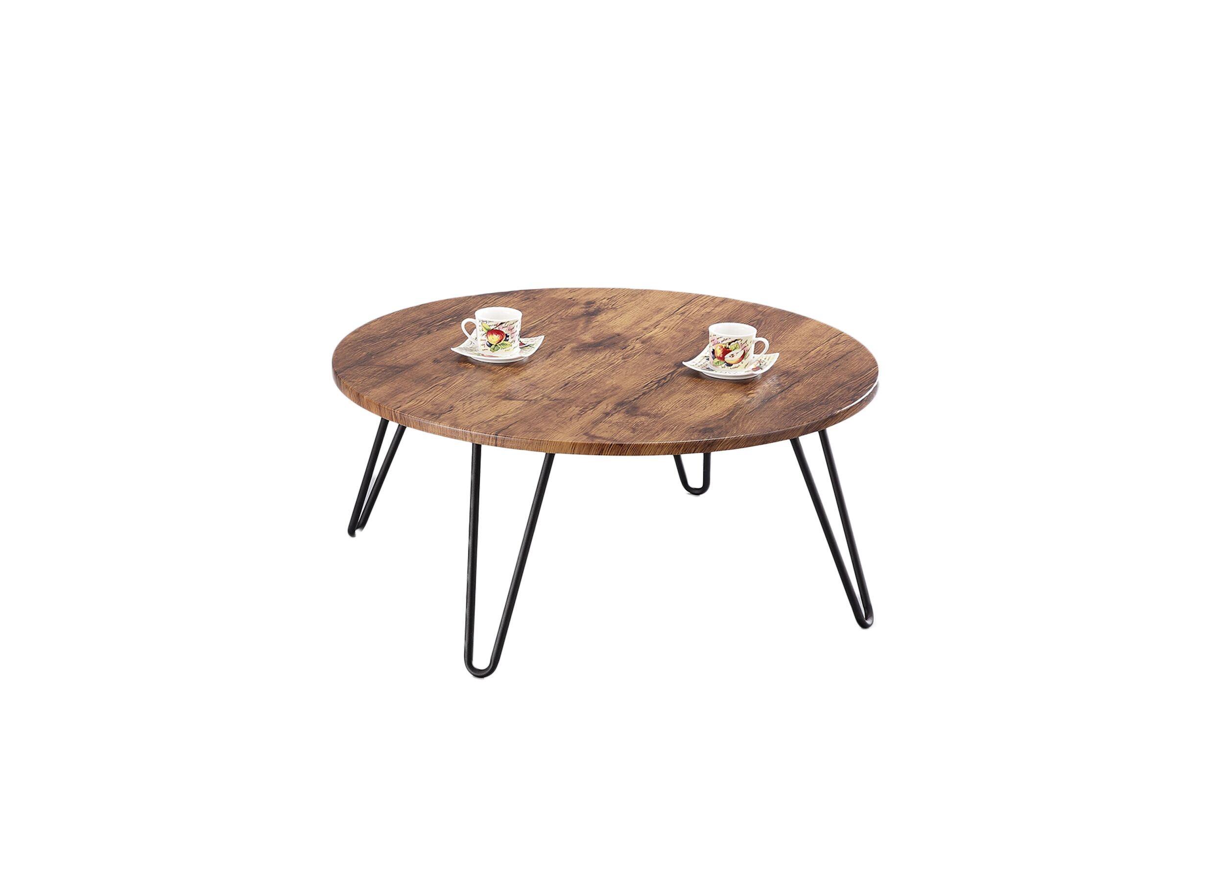 Salontafel Liceo Ø80cm - MDF - zwart & bruin