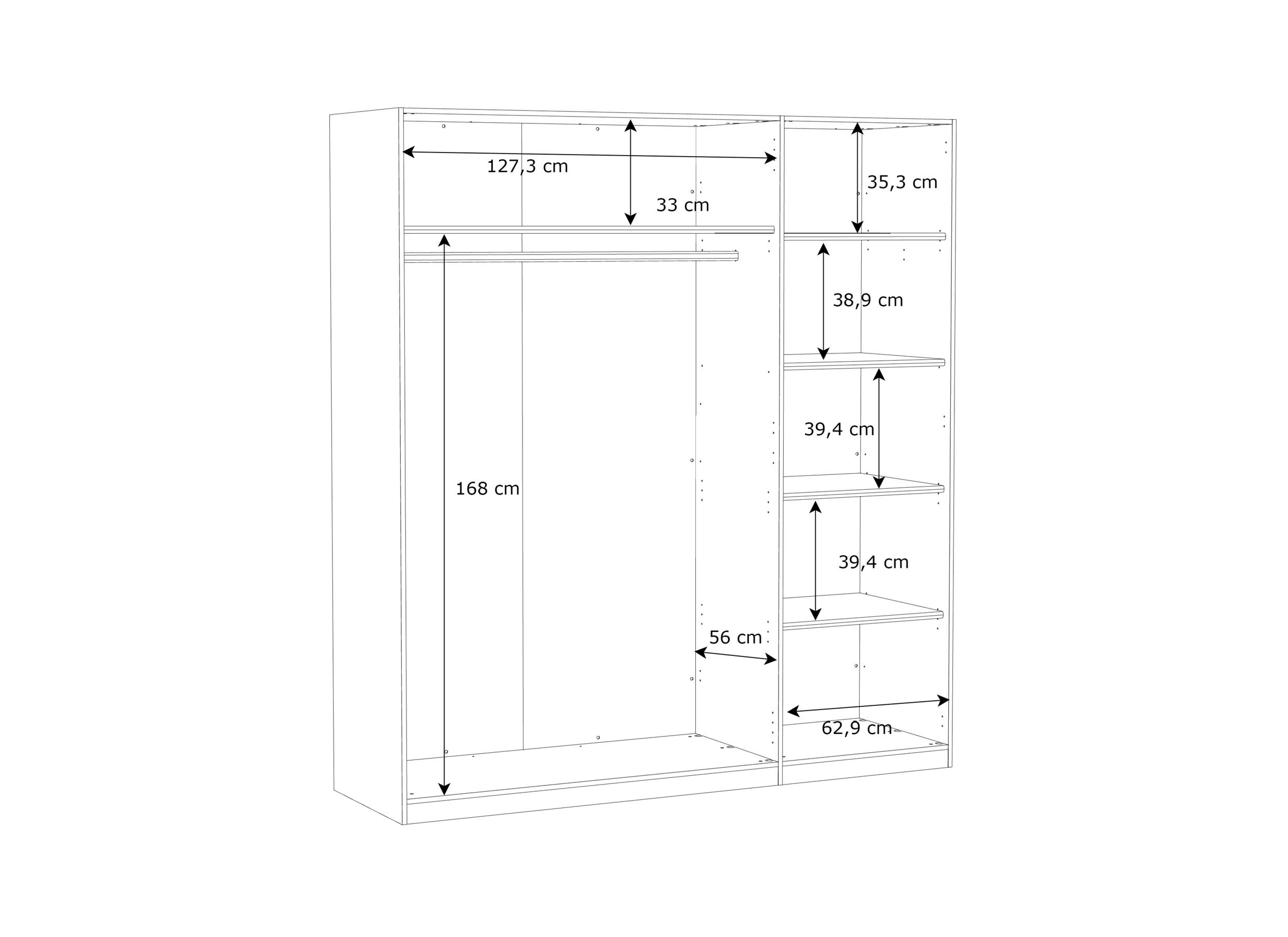 Dimensions - Garde-robe Helen 181cm - décor - blanc