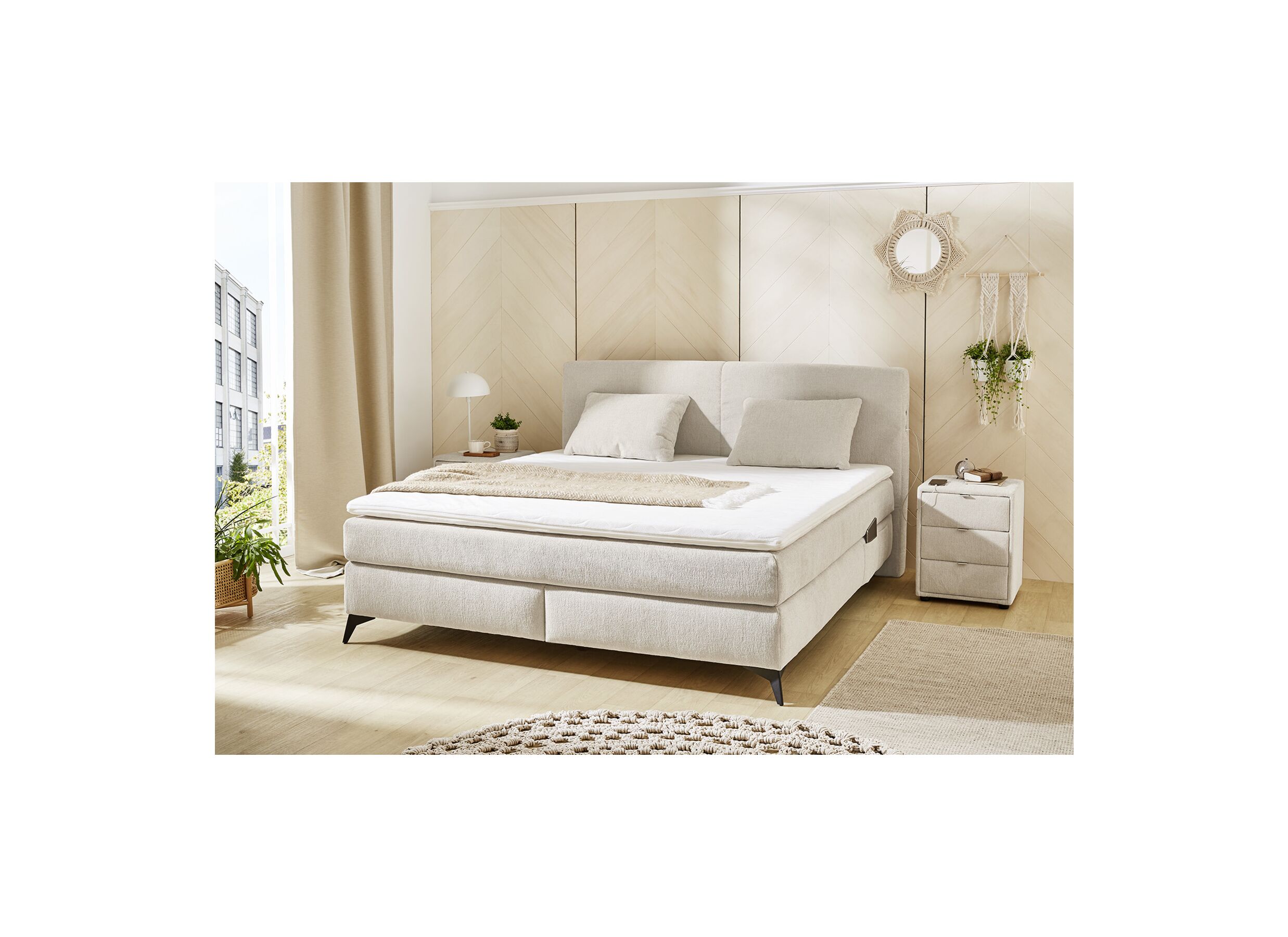 Boxspring Kira Max 180x200cm - stof - beige