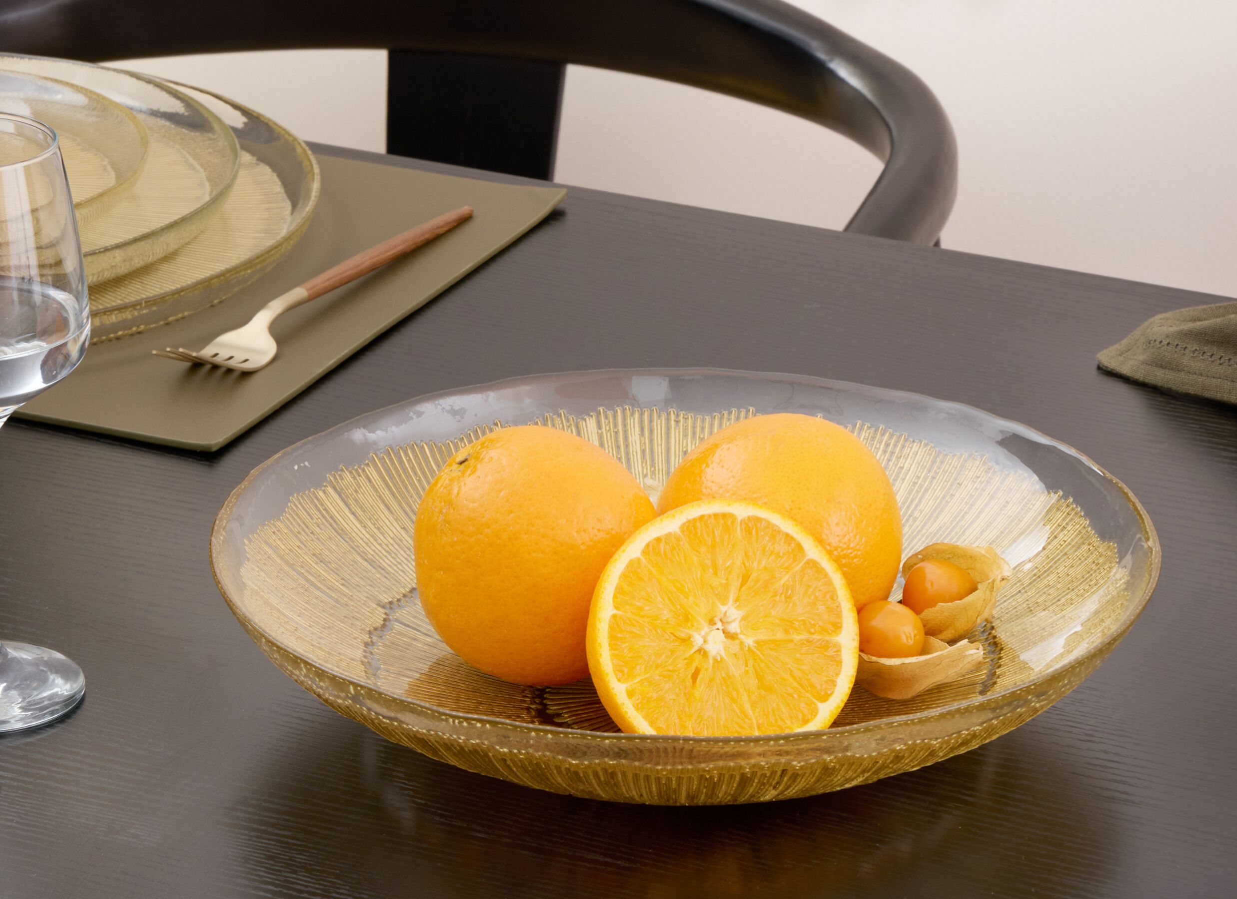 Foto ambiance - Plat Celeste Ø30cm - verre - doré