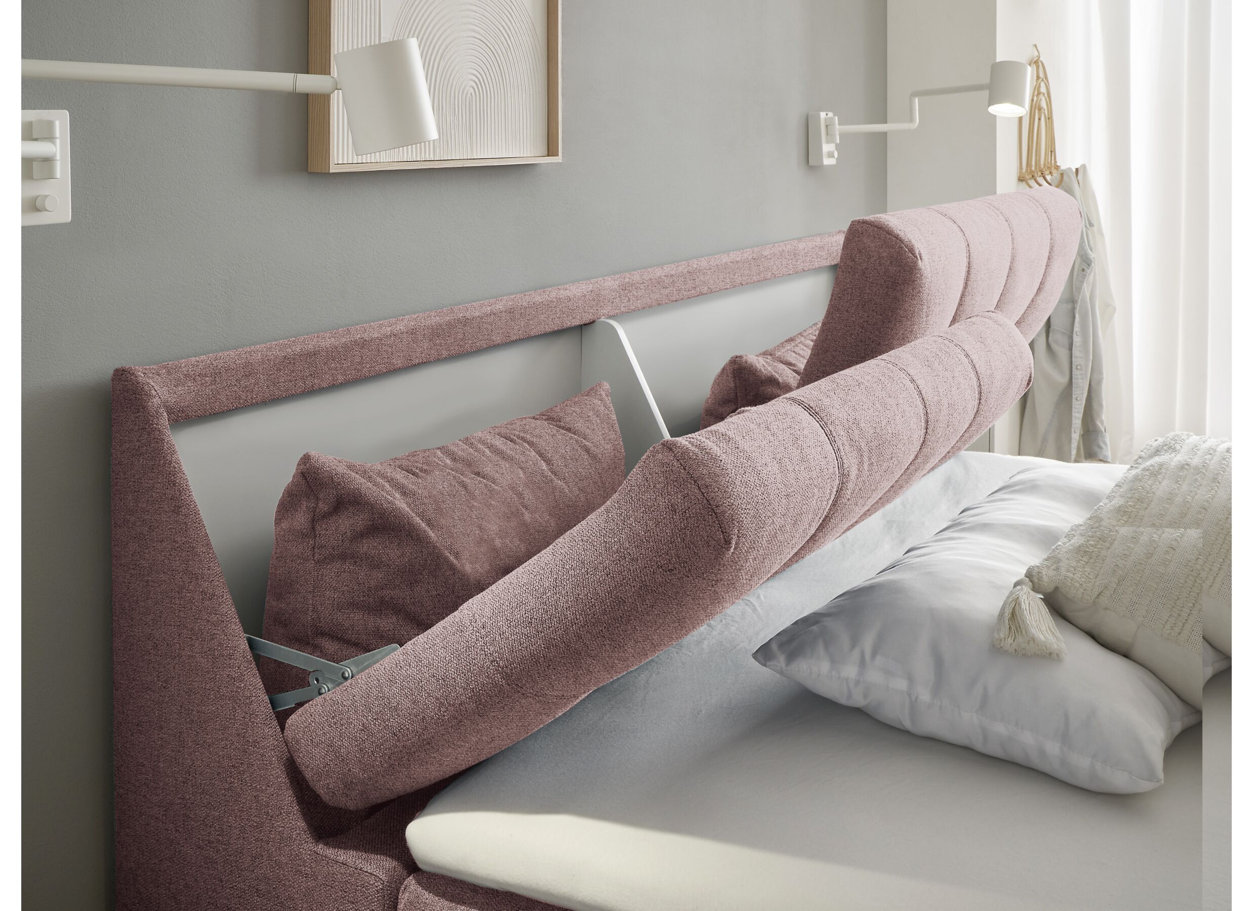 Sfeerfoto - Bedbox Atlantis 180x200cm met opbergruimte stof flamingo