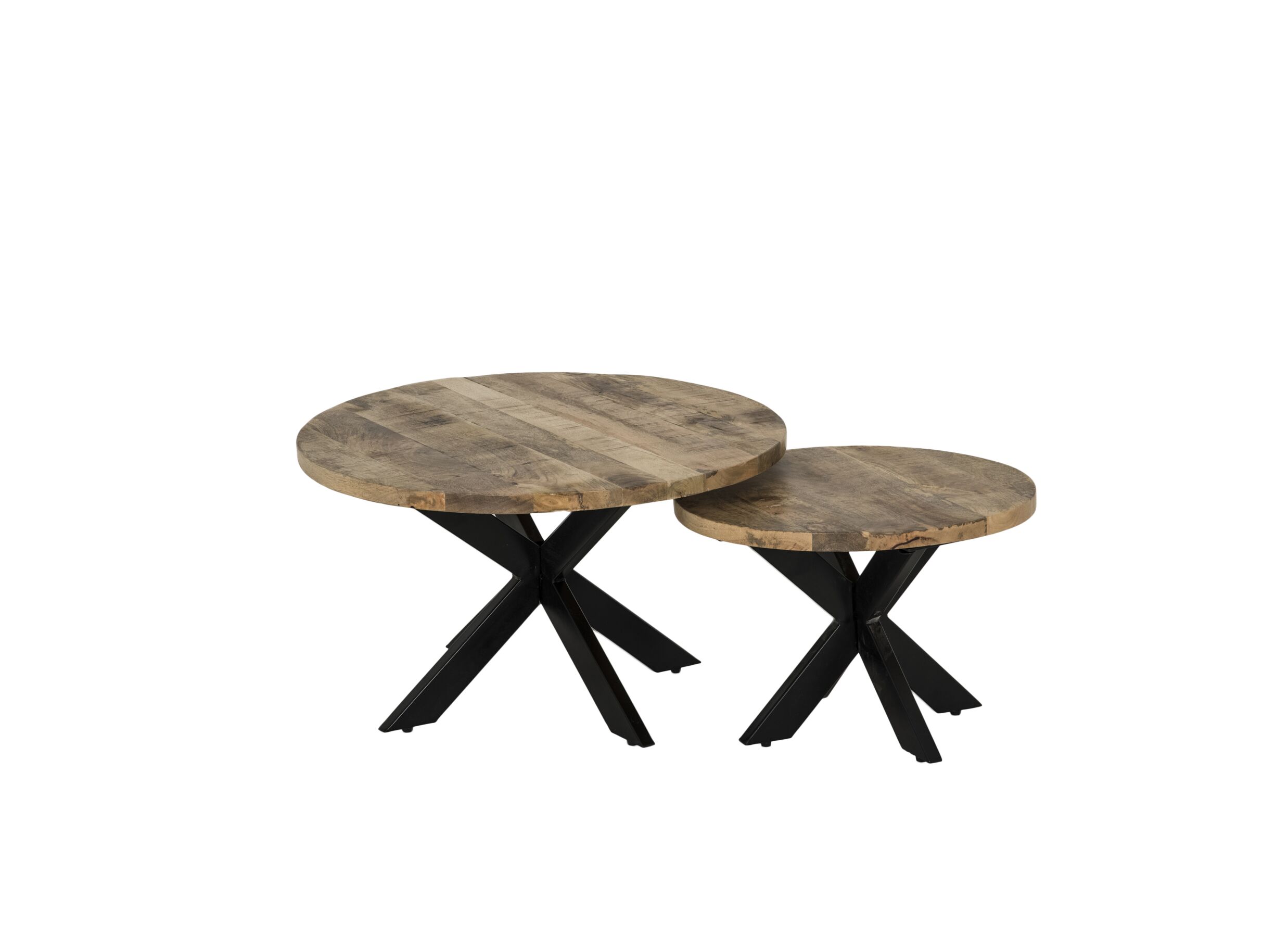 Salontafel Cenote Ø77/Ø55cm - mango massief - naturel set van 2 - Table basse Cenote Ø77/Ø55cm - mangue massif - naturel lot de 2
