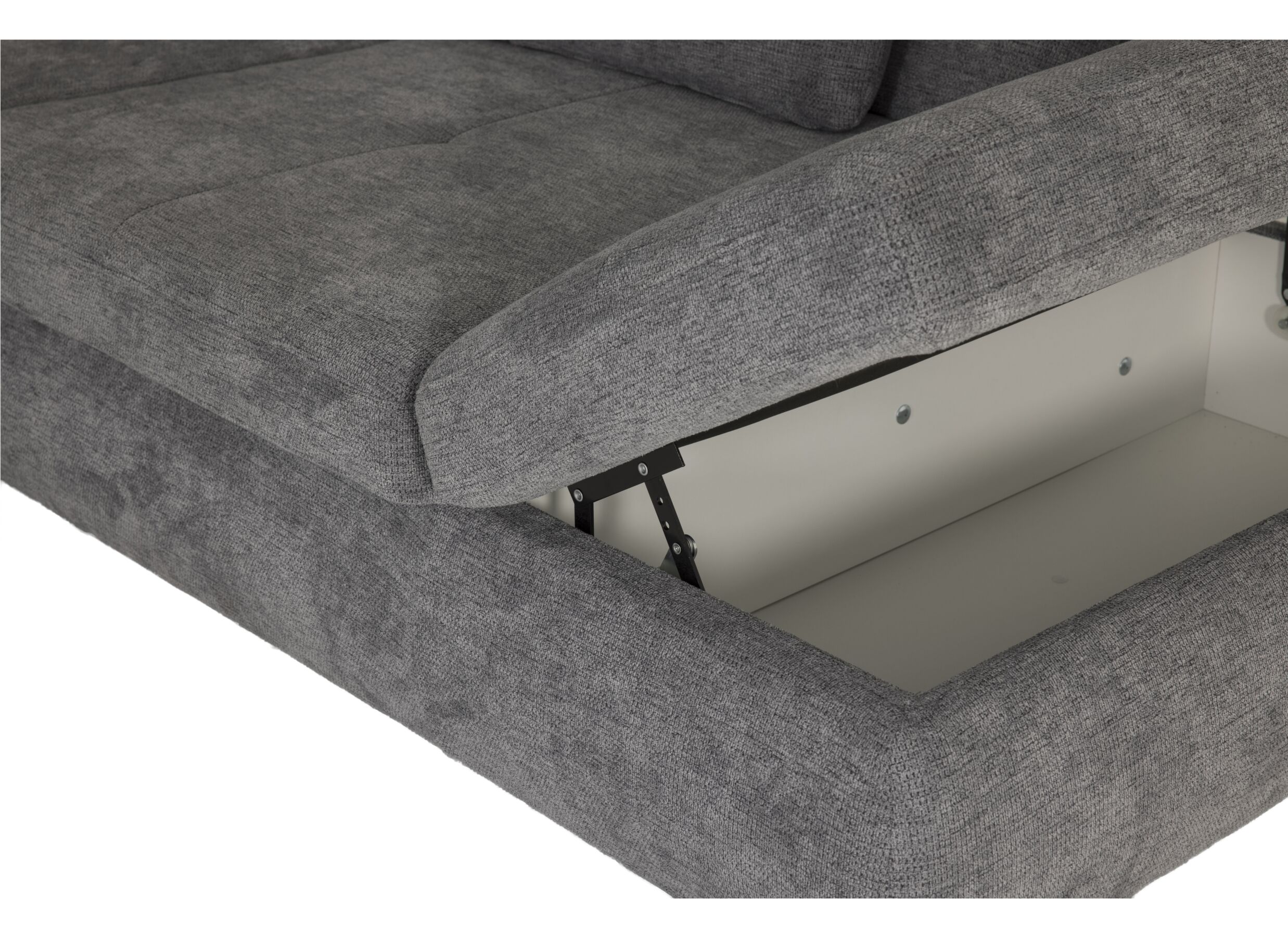 Hoeksalon Artus 371x260cm - stof - grijs met bedfunctie en opbergruimte