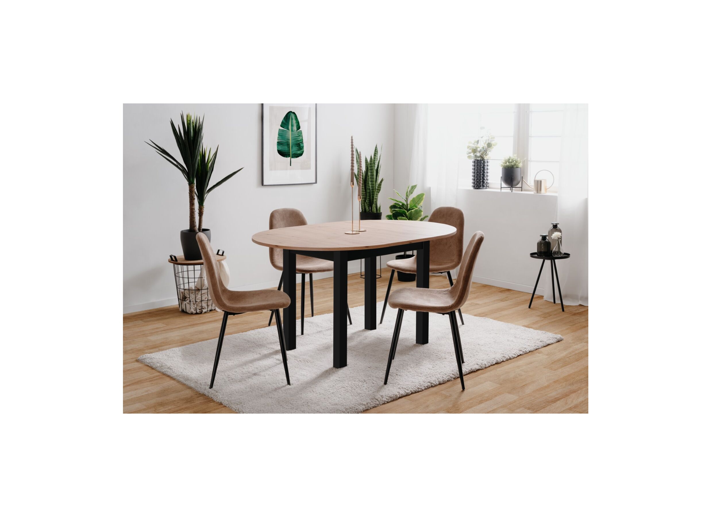 Sfeerfoto - Ronde tafel Coburg 100/140x100cm - melamine - artisanal oak