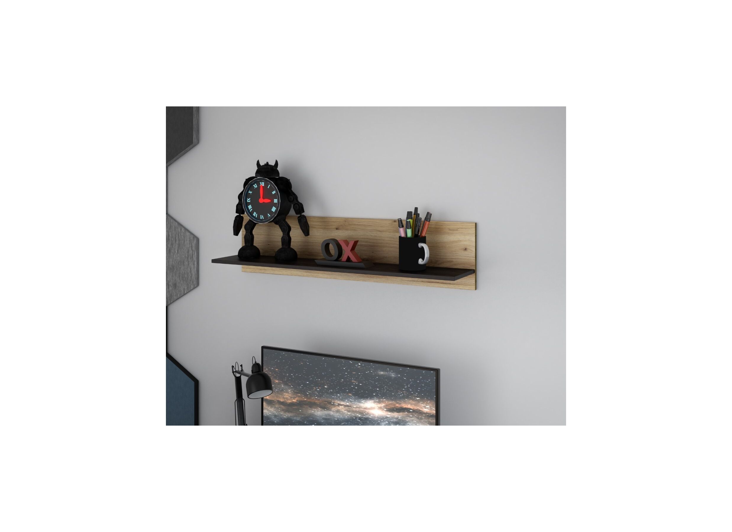 Wandplank Lya 110x23x25cm - meubelplaat - cabezone oak/mauvella