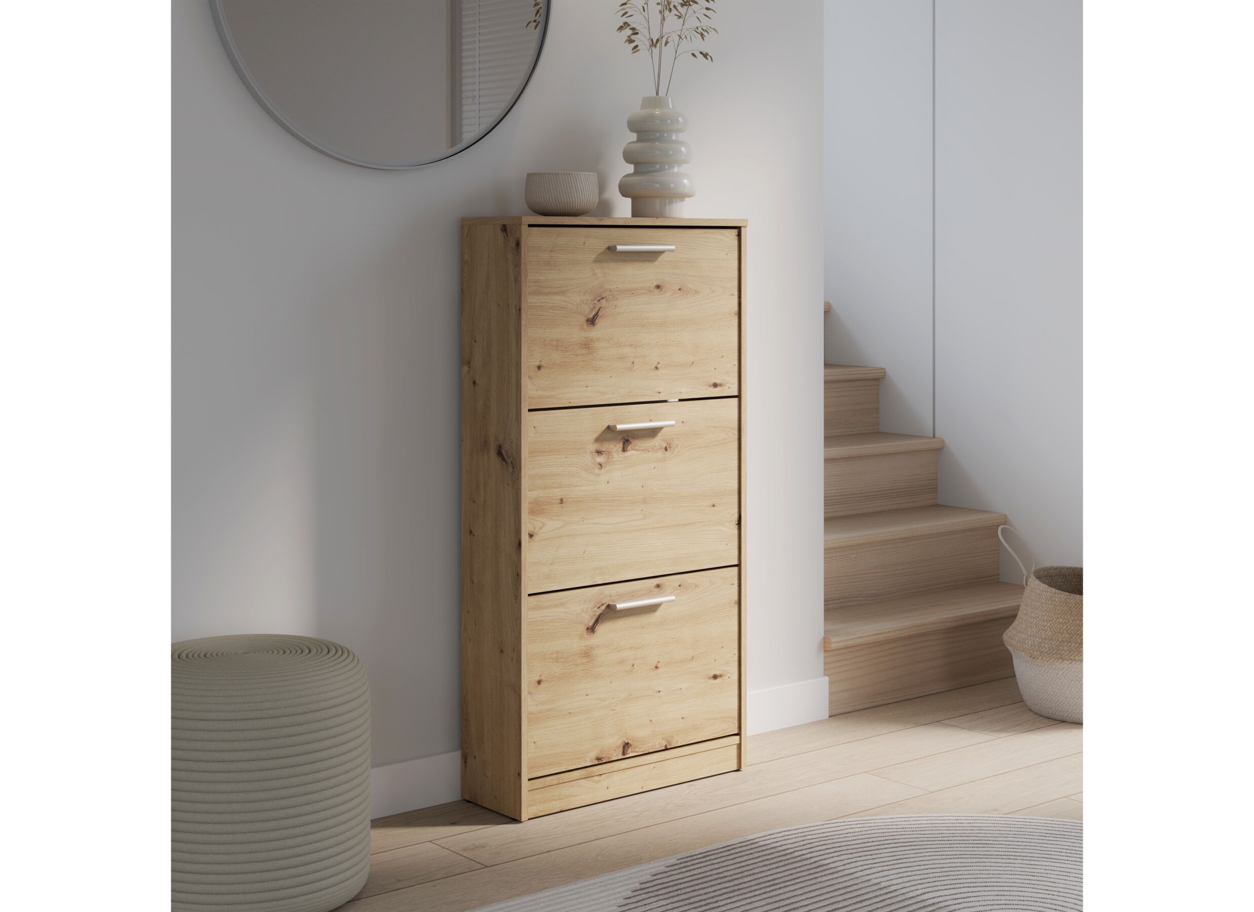 Foto ambiance - Armoire à chaussures Net402 58x20x116cm - décor - chêne artisanal