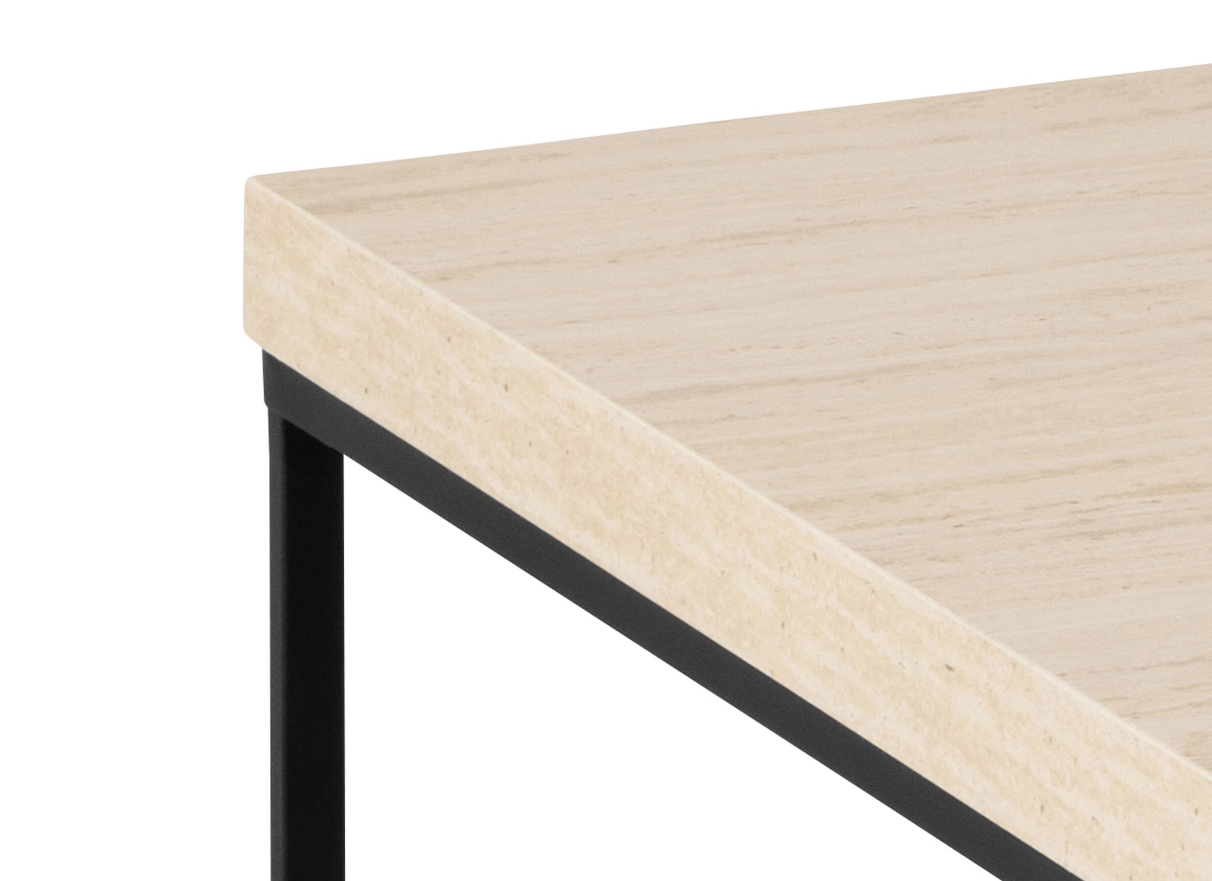 Detail - Table basse 110x55x45cm - décor & acier - look travertin & noir