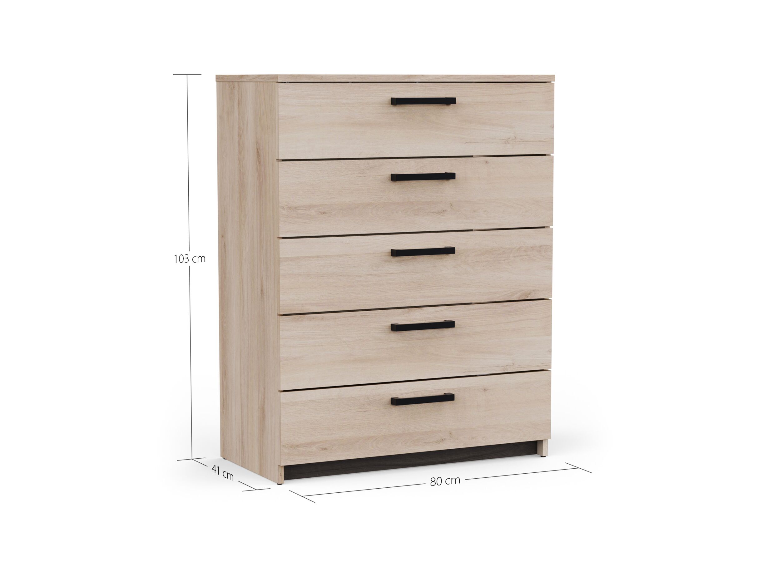 Afmetingen - Ladekast Watson Commode Watson 80x41x103cm - decor - kronberg eik & waterford eik