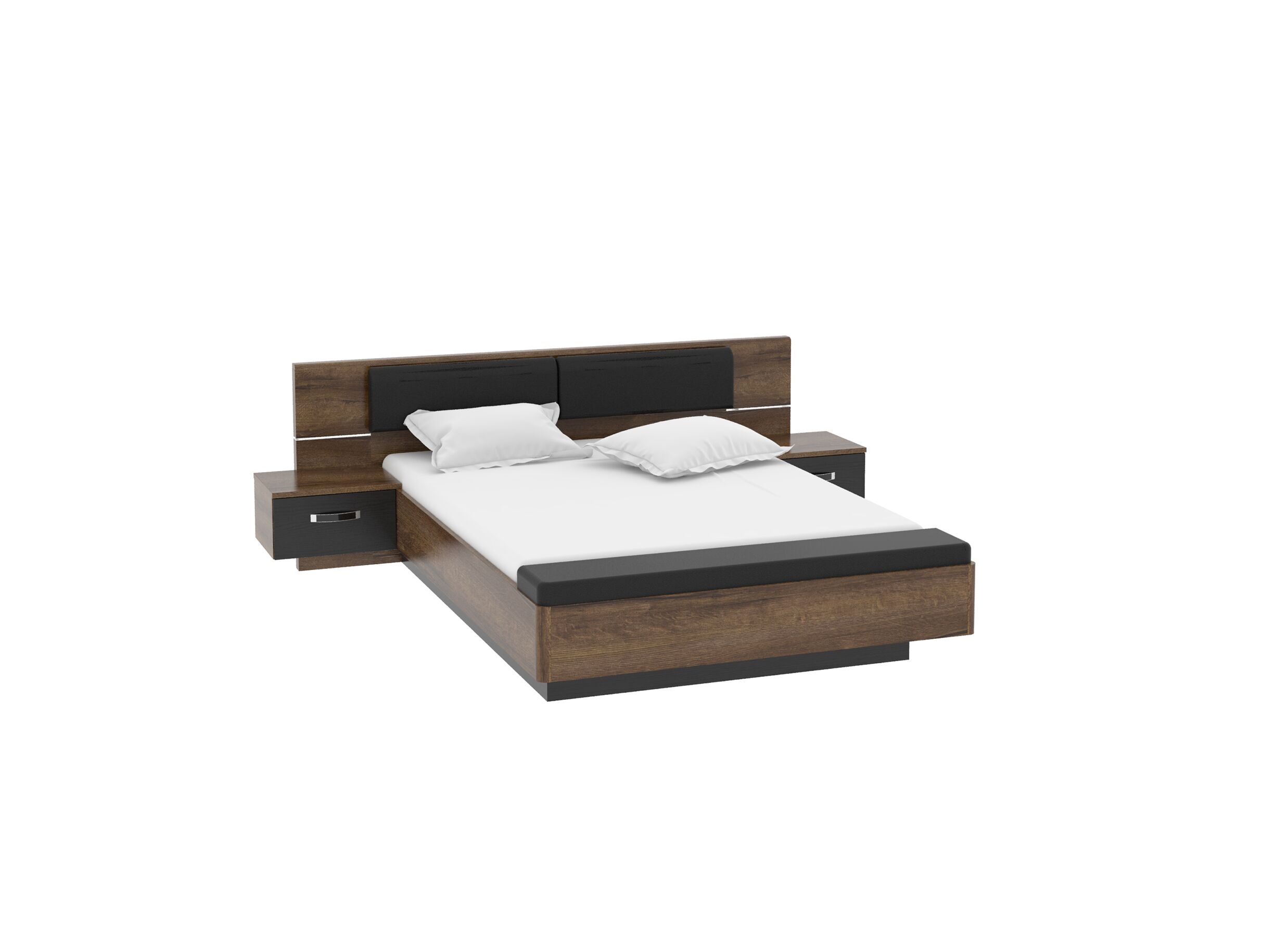 Lit 180x200cm - Lit Dolce 180x200cm - panneau décor - mud oak/black oak