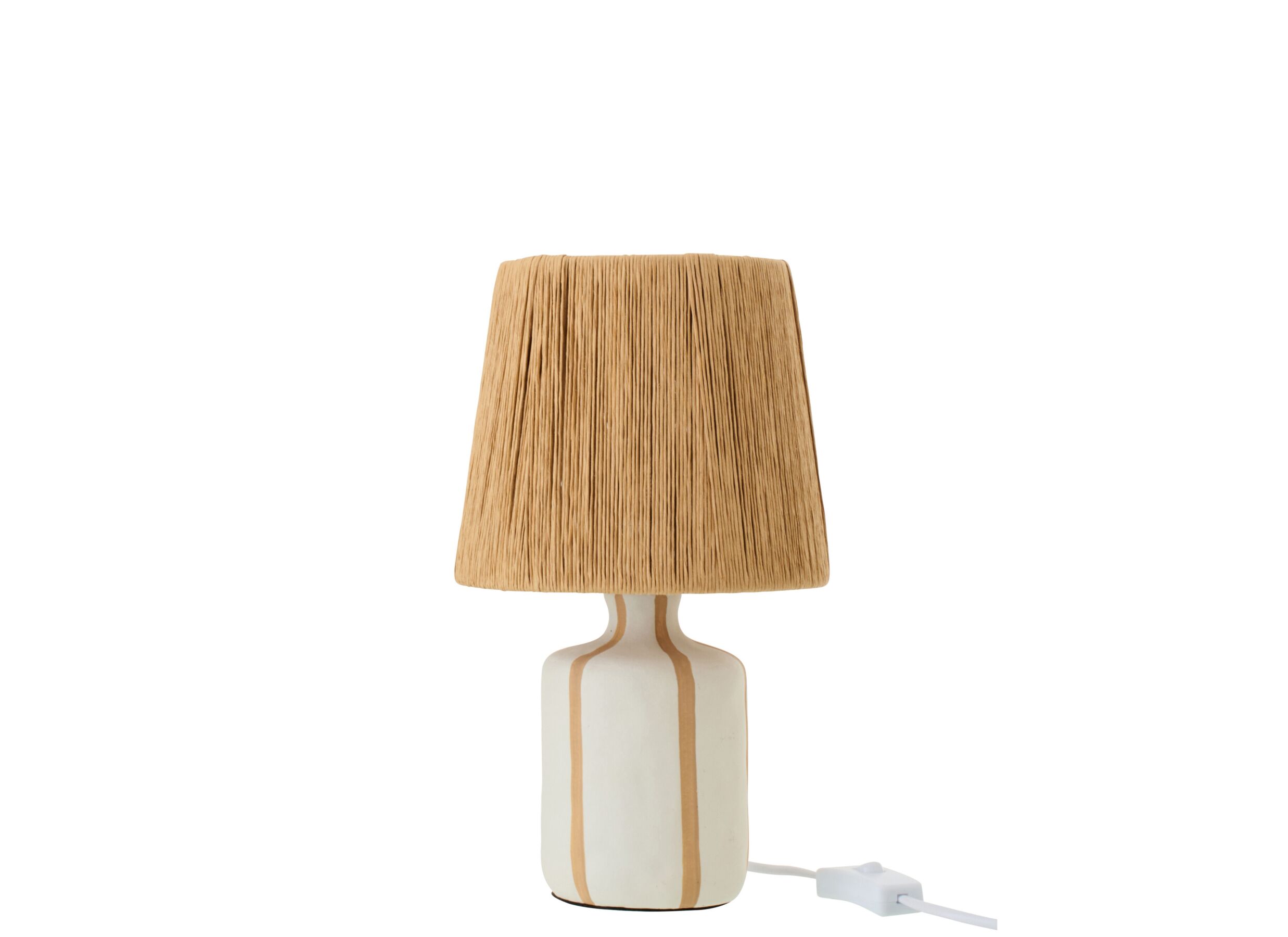 Tafellamp Gestreept E27 H34cm - keramiek - wit & beige - Tafellamp Gestreept E27 H34cm - keramiek - wit & beige