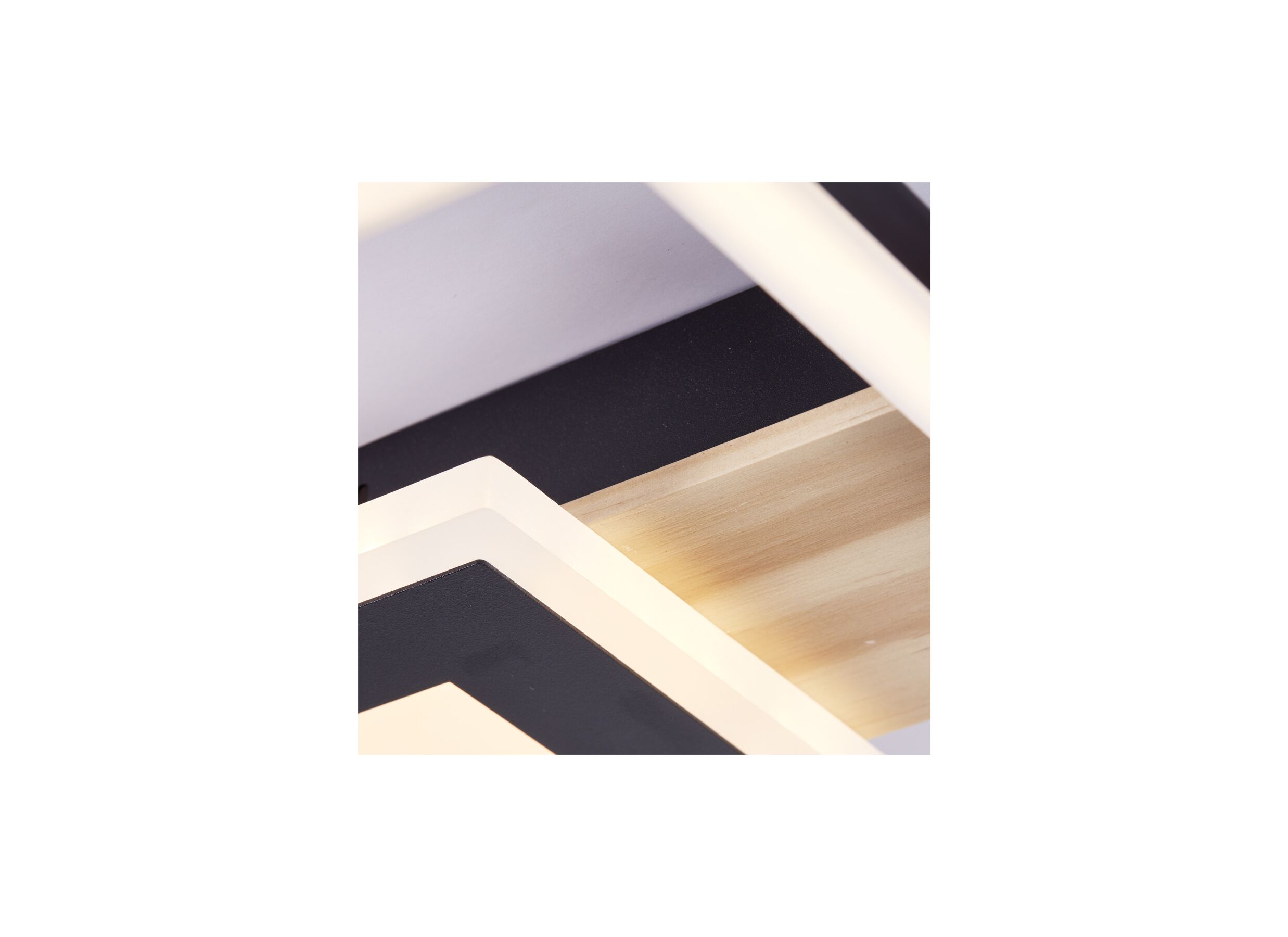 Sfeerfoto - Plafondlamp Baldo 29,5x27,5cm - metaal/hout/kunststof - zwart/naturel