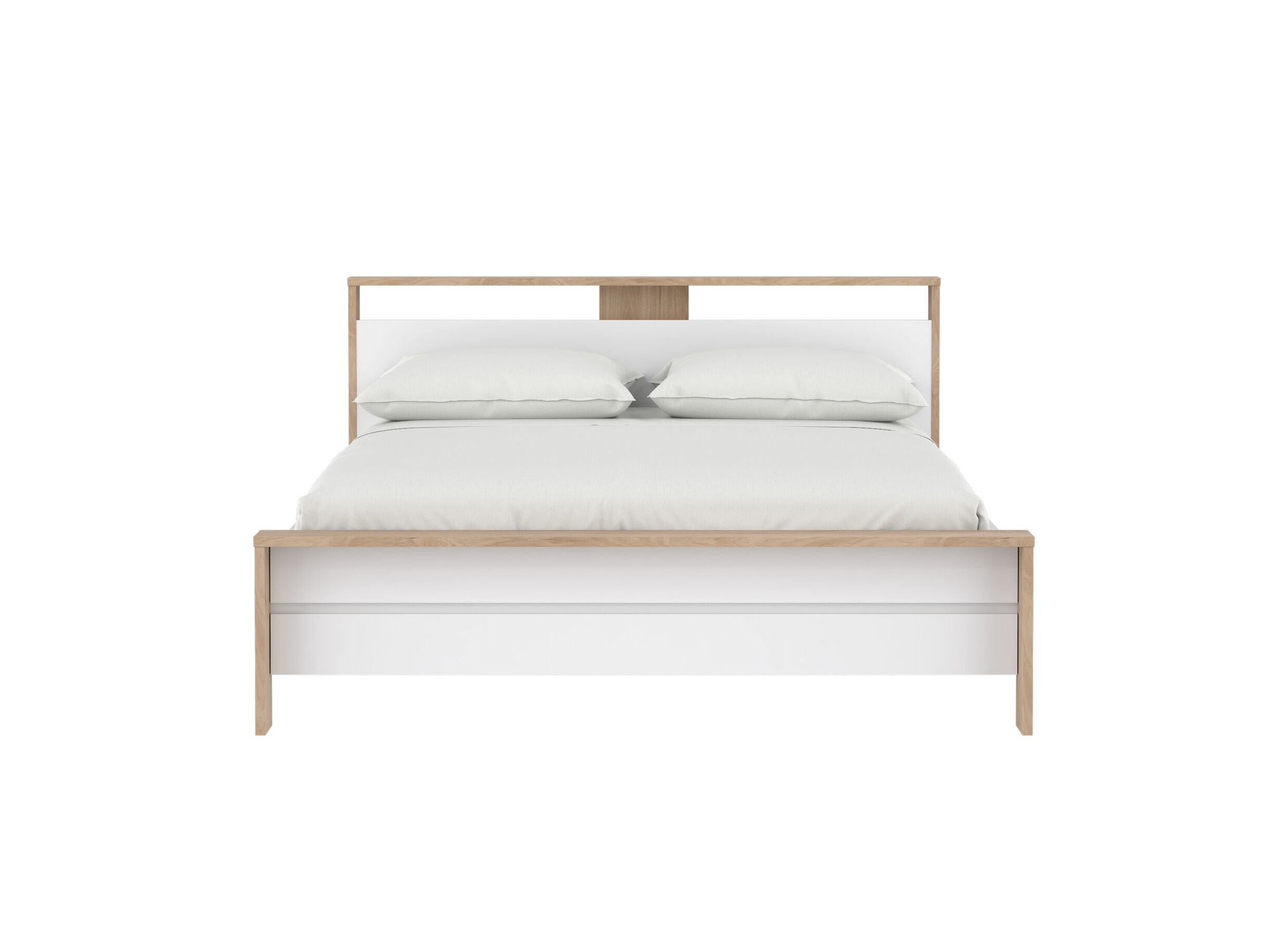 Overzichtsfoto - Bed Next 160x200cm - melamine - glanzend wit & jackson hickory