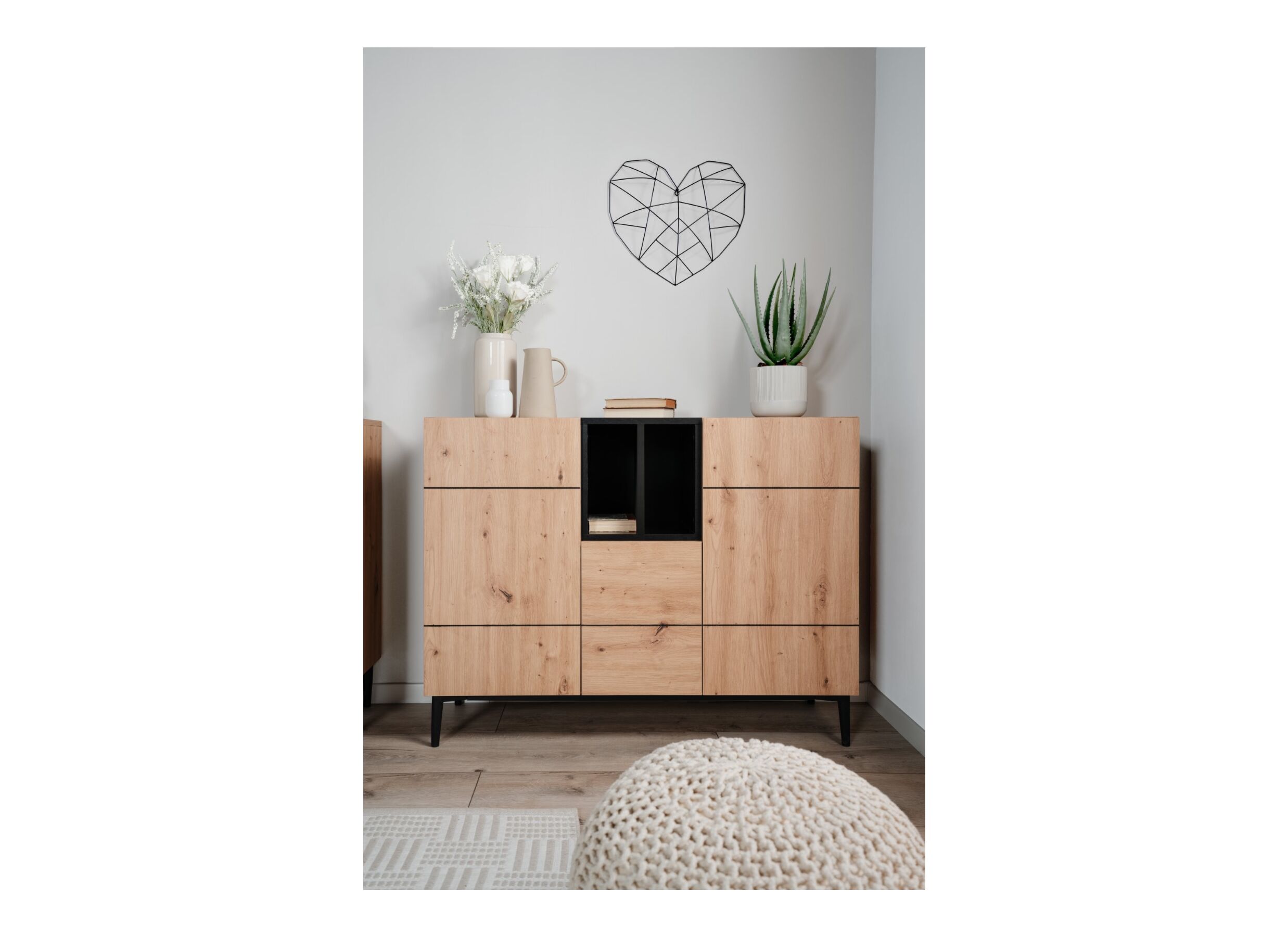 Foto ambiance - Commode Nola 120x42x90cm - décor - chêne artisanal