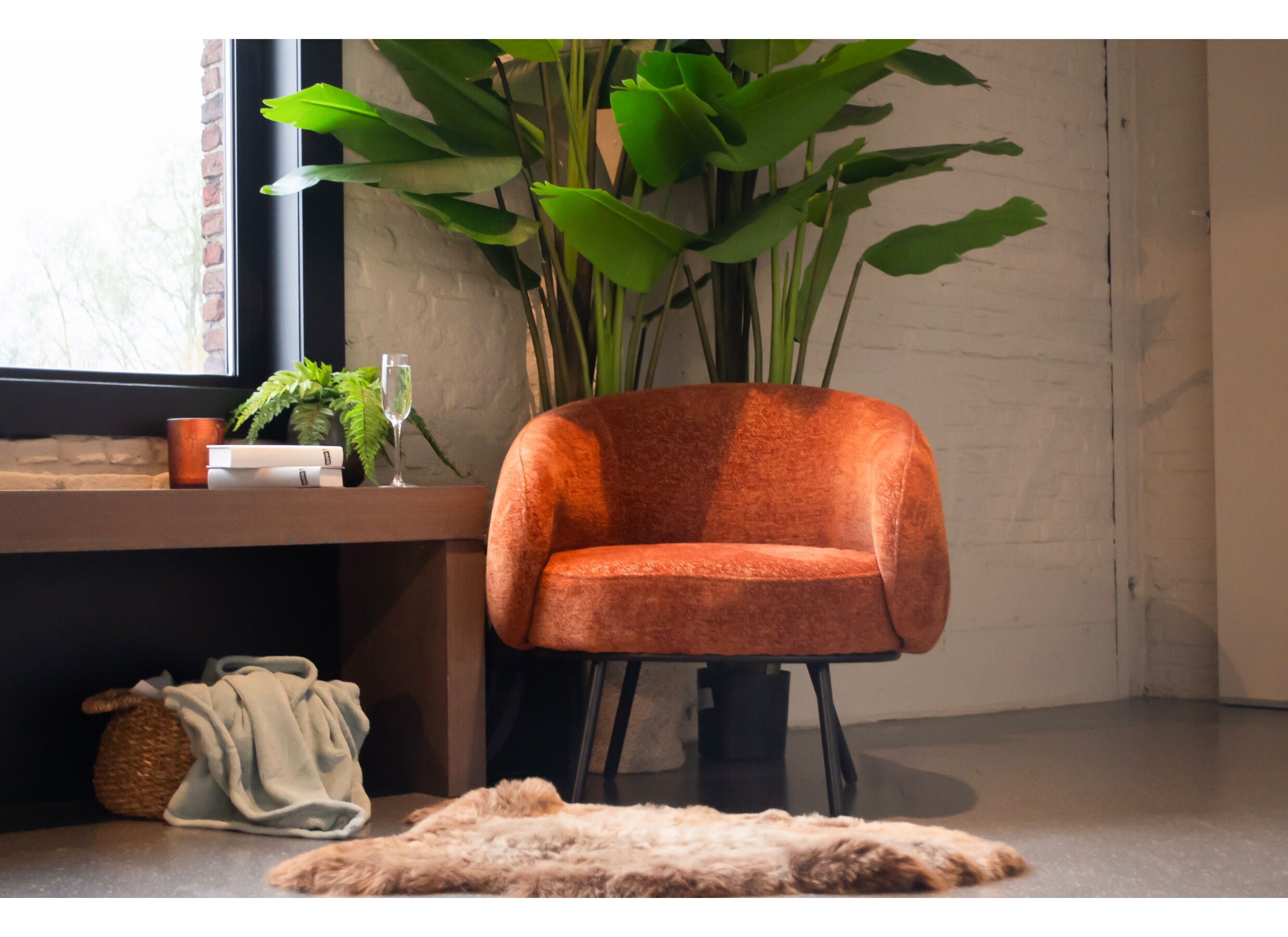 Foto ambiance - Fauteuil Crush 74x68x74cm - tissu - rouille