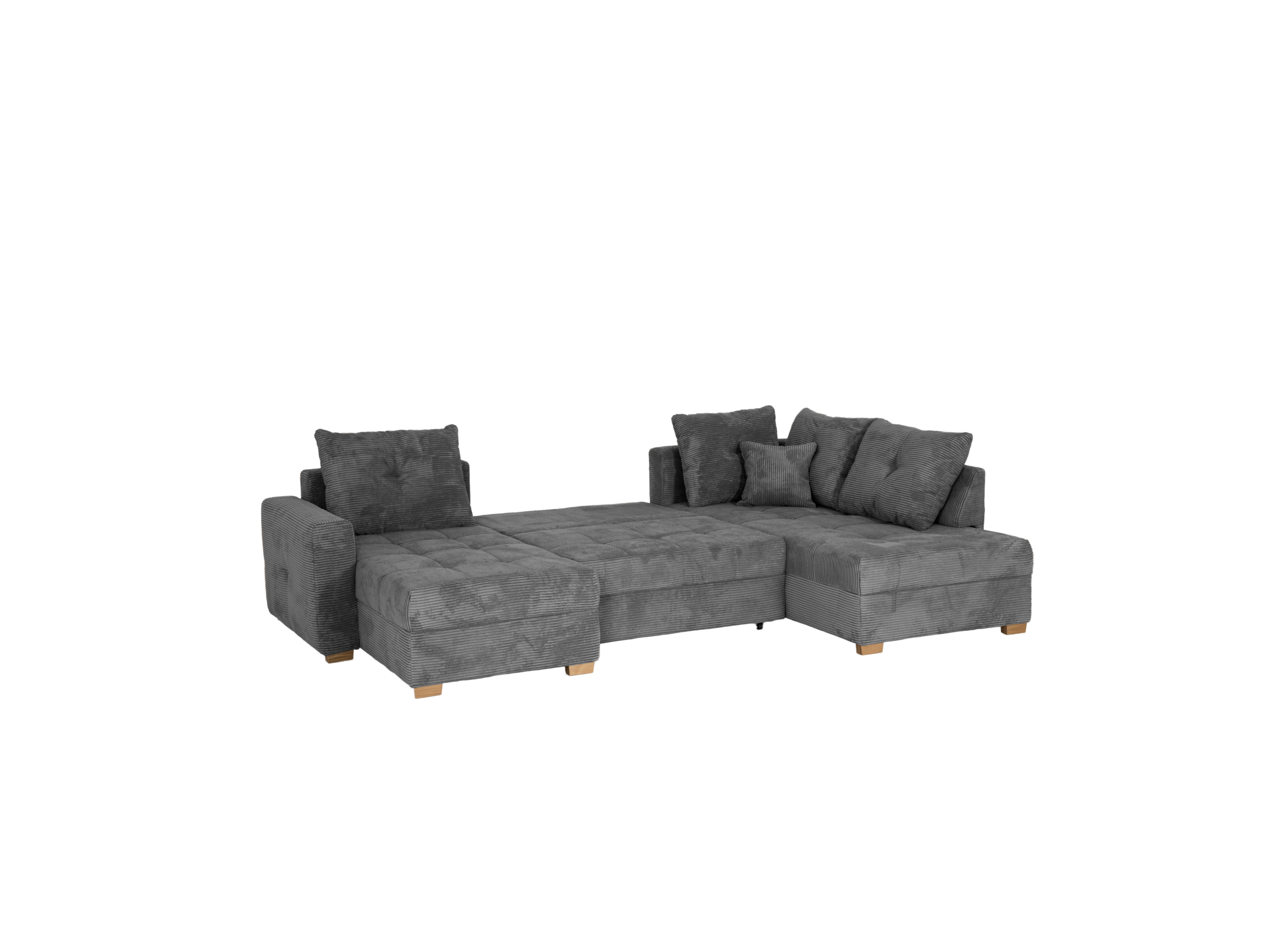 Aperçu - Canapé d'angle Abby 311x170cm - tissu - gris avec fonction lit