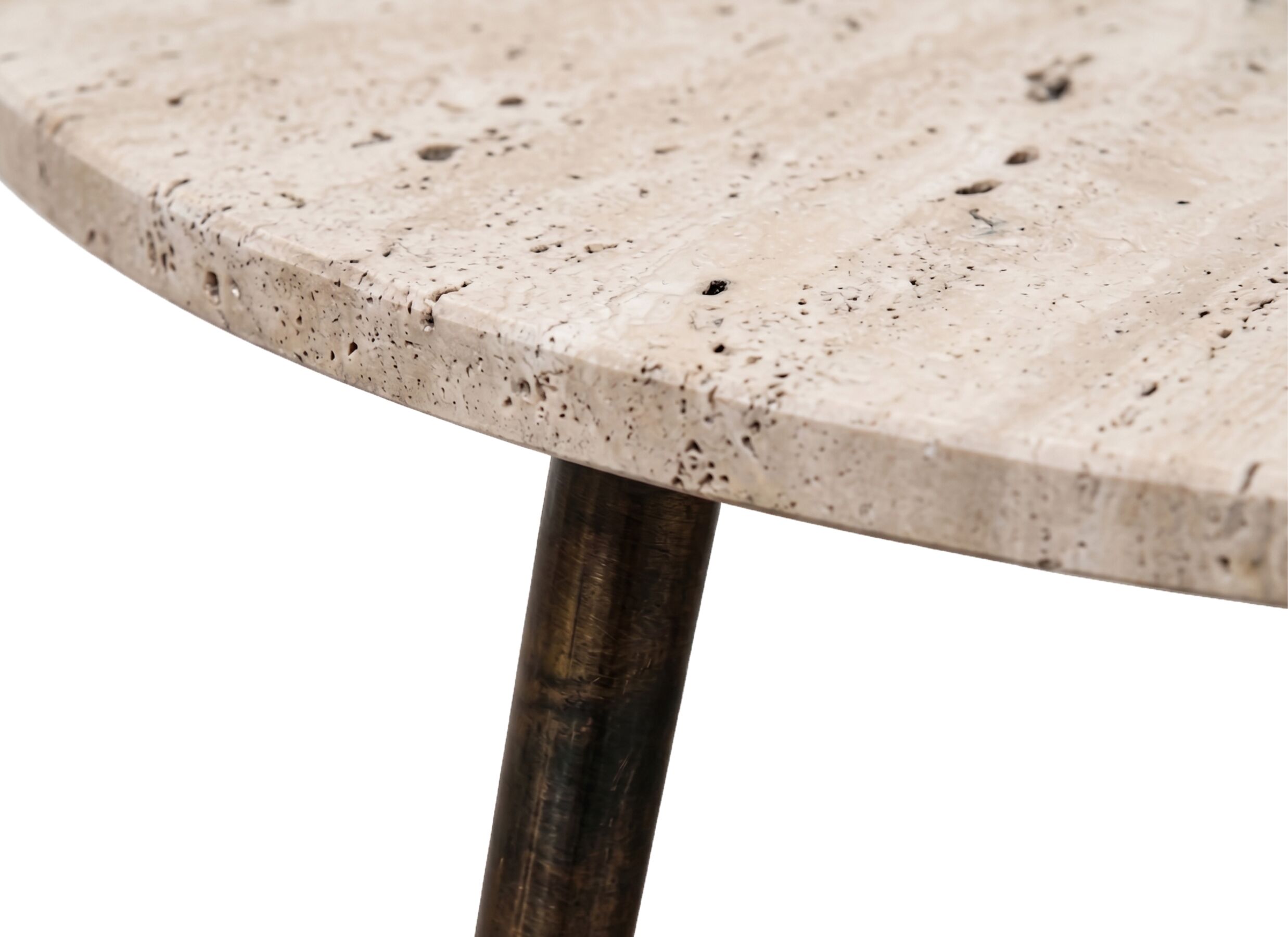 Detail - Table basse Tsori Ø59x41cm - travertin - beige