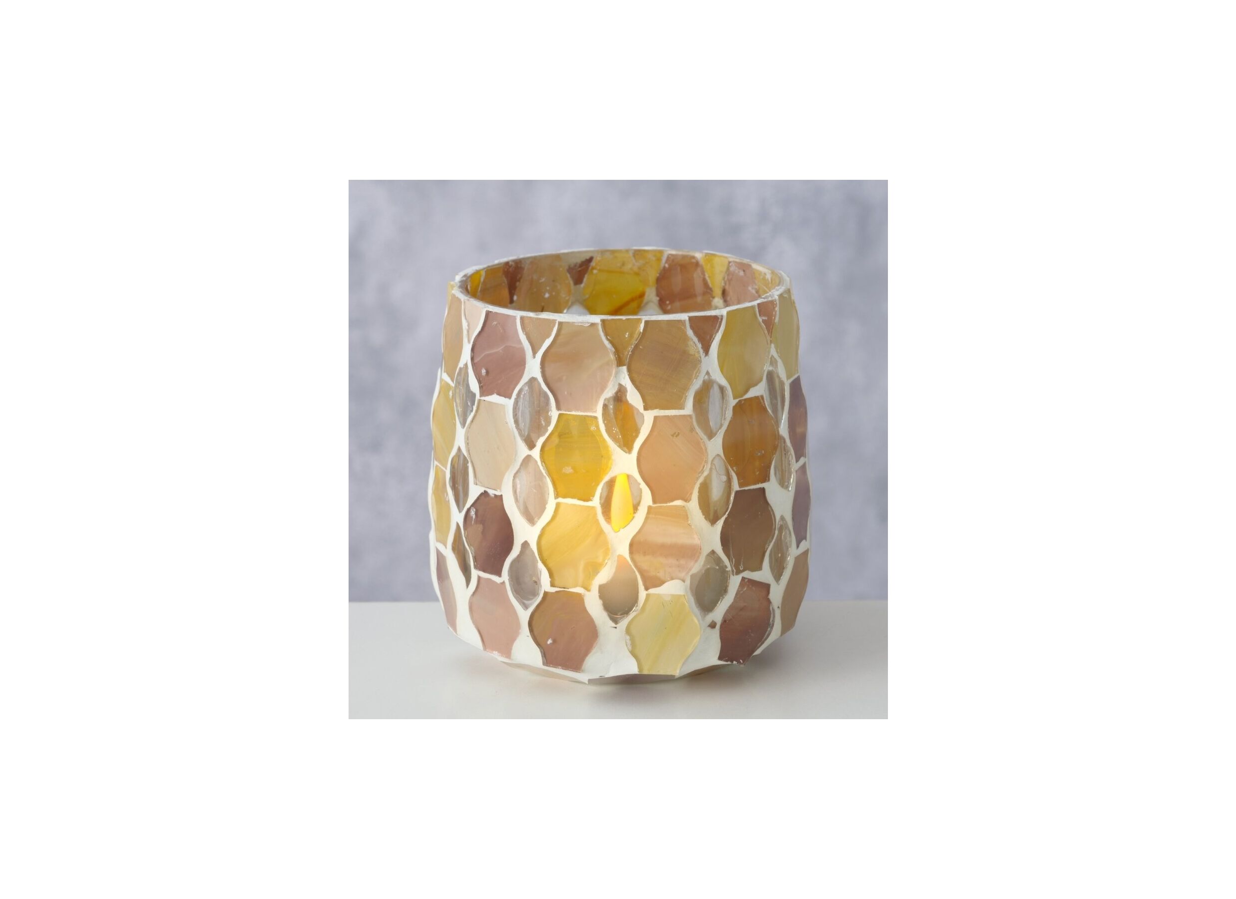 Foto ambiance - Photophore Alejo H9,7cm - verre - beige