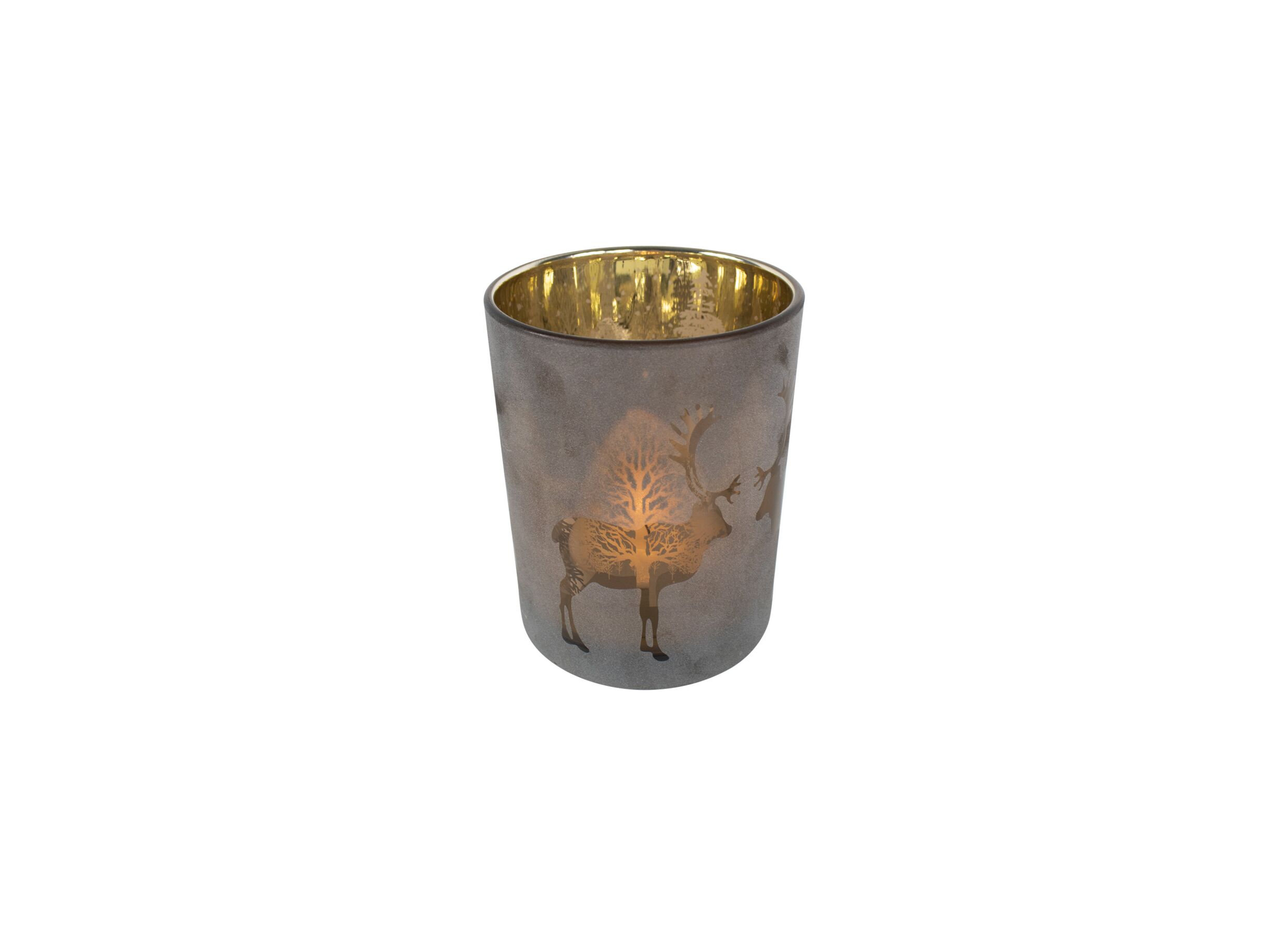 Windlicht Rendier H18cm - glas - brons - Porte-bougie Renne H18cm - verre - bronze