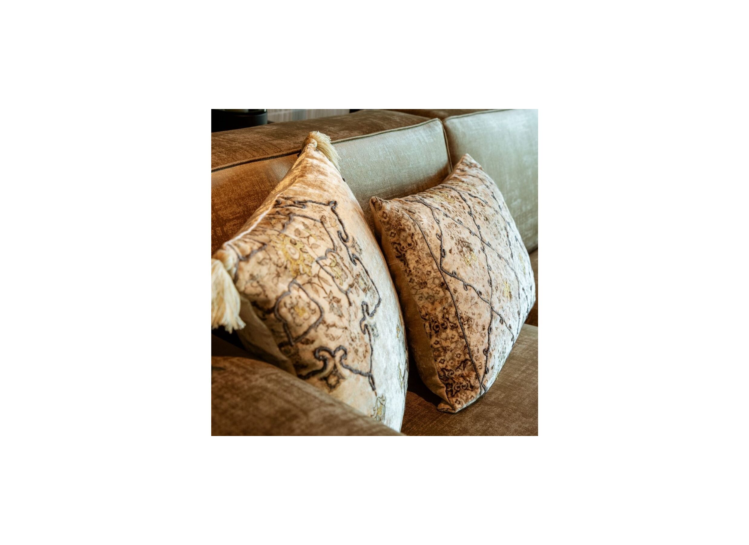 Foto ambiance - Coussin Romain 45x45cm - coton - pumice stone
